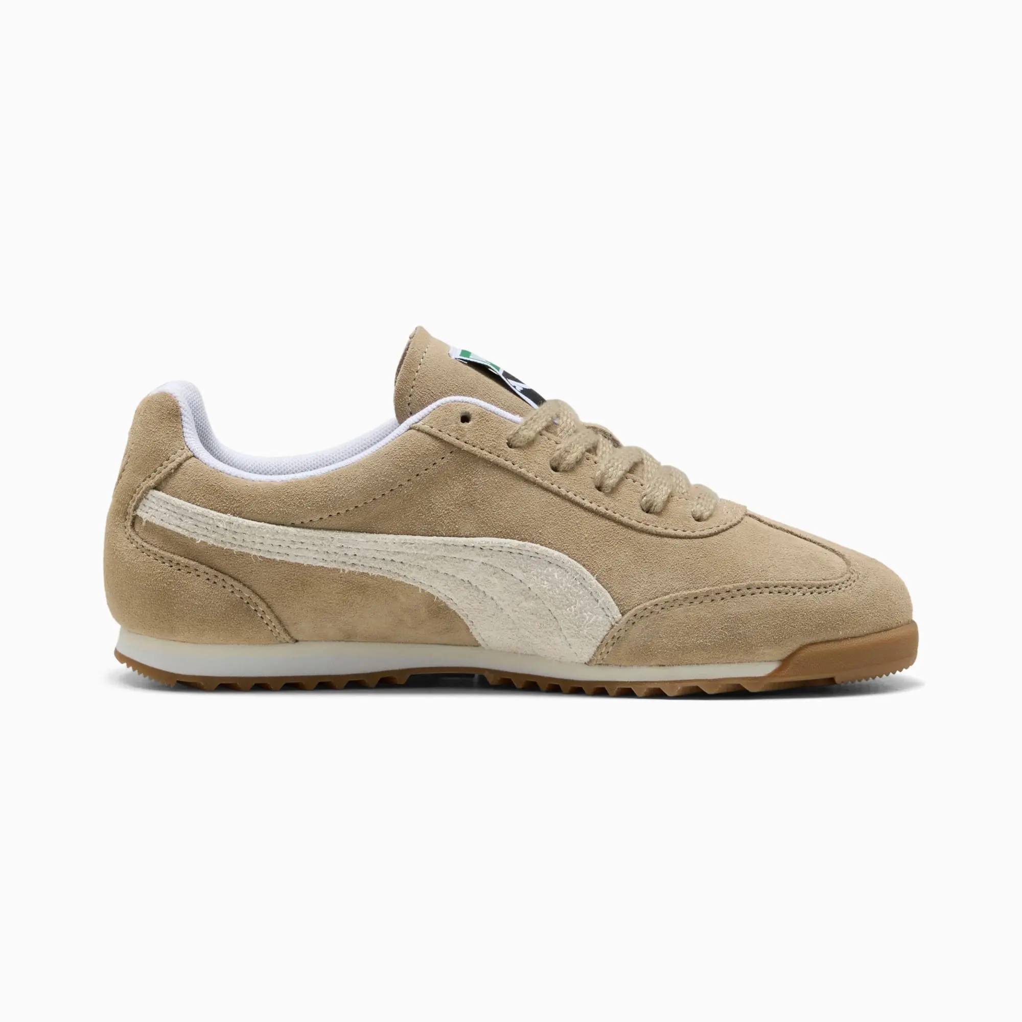 PUMA Arizona Suede Sneakers, Ice Coffee/Warm White/Gold, size 10