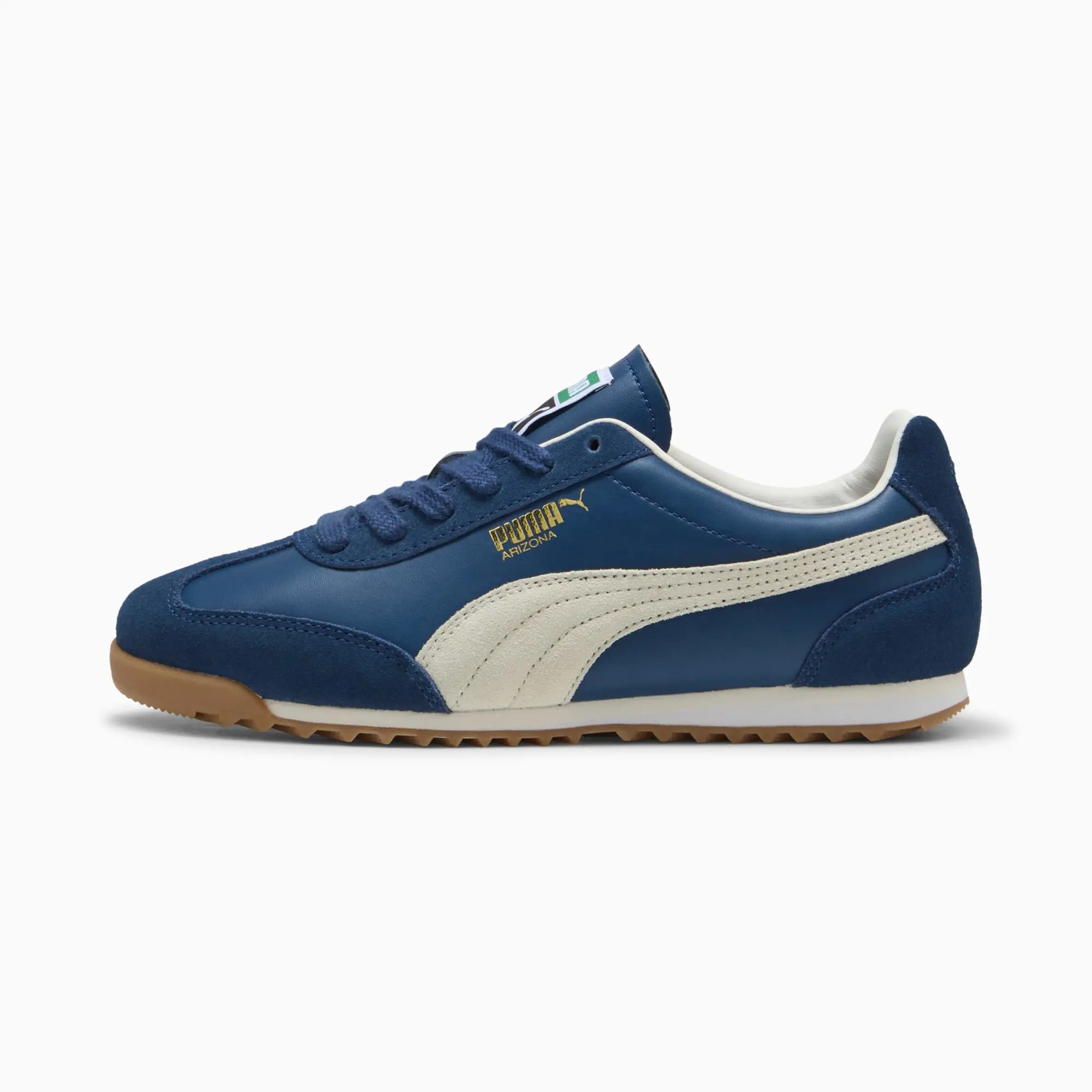 PUMA Arizona Retro Sneakers Unisex, Persian Blue/Warm White/Gold, size 10