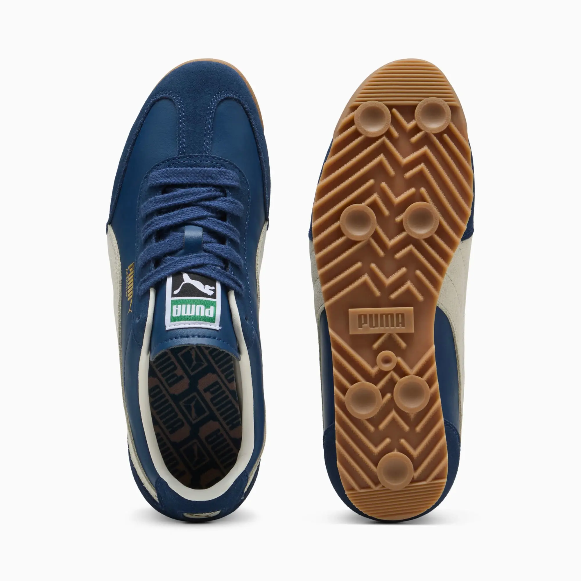 PUMA Arizona Retro Sneakers Unisex, Persian Blue/Warm White/Gold, size 10