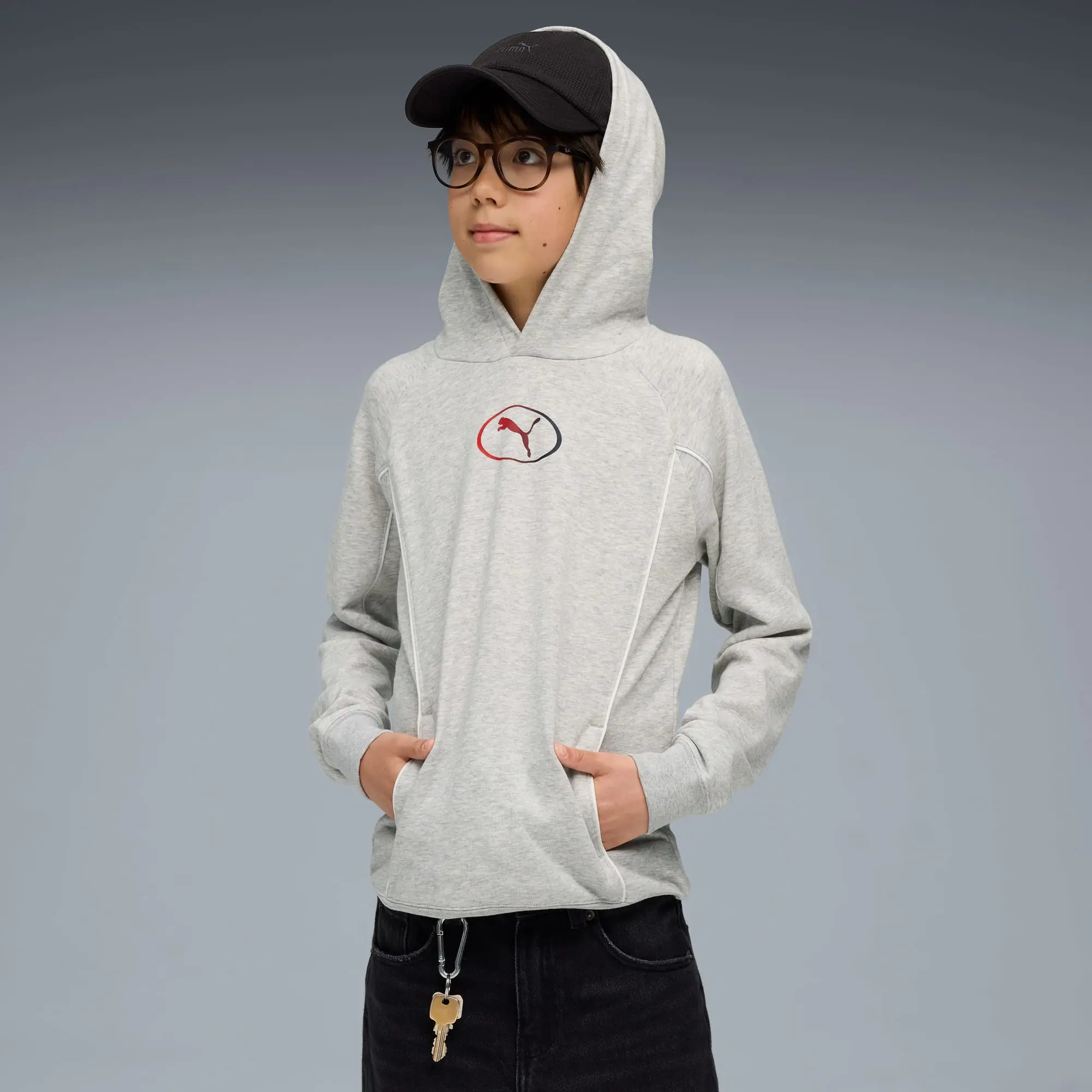 PUMA Sport Hoodie Youth, Light Grey Heather, size 11-12 Youth