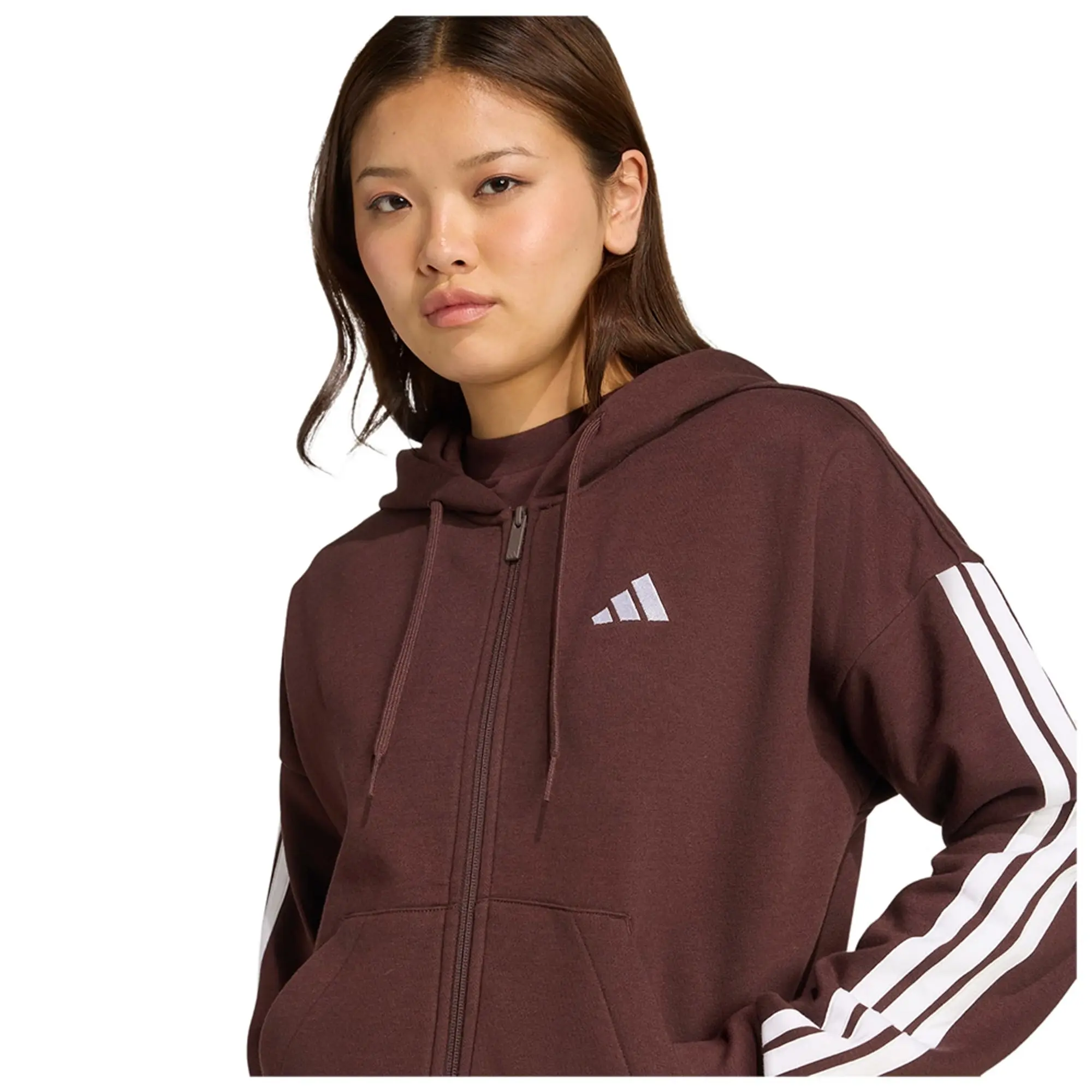 Adidas Essentials 3 Stripes Fleece Full Zip Sweatshirt