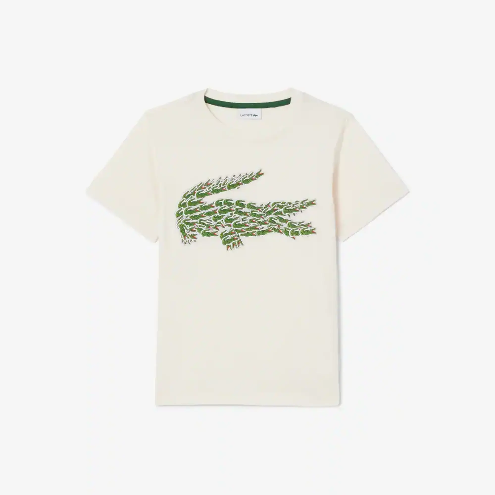 Lacoste Crocodile Print Cotton T-shirt - Ecru White