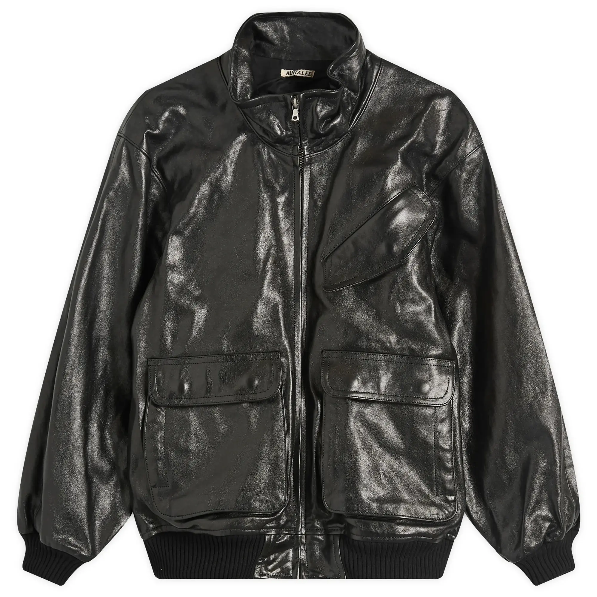 Auralee Men's Lamb Leather Zip Blouson Black