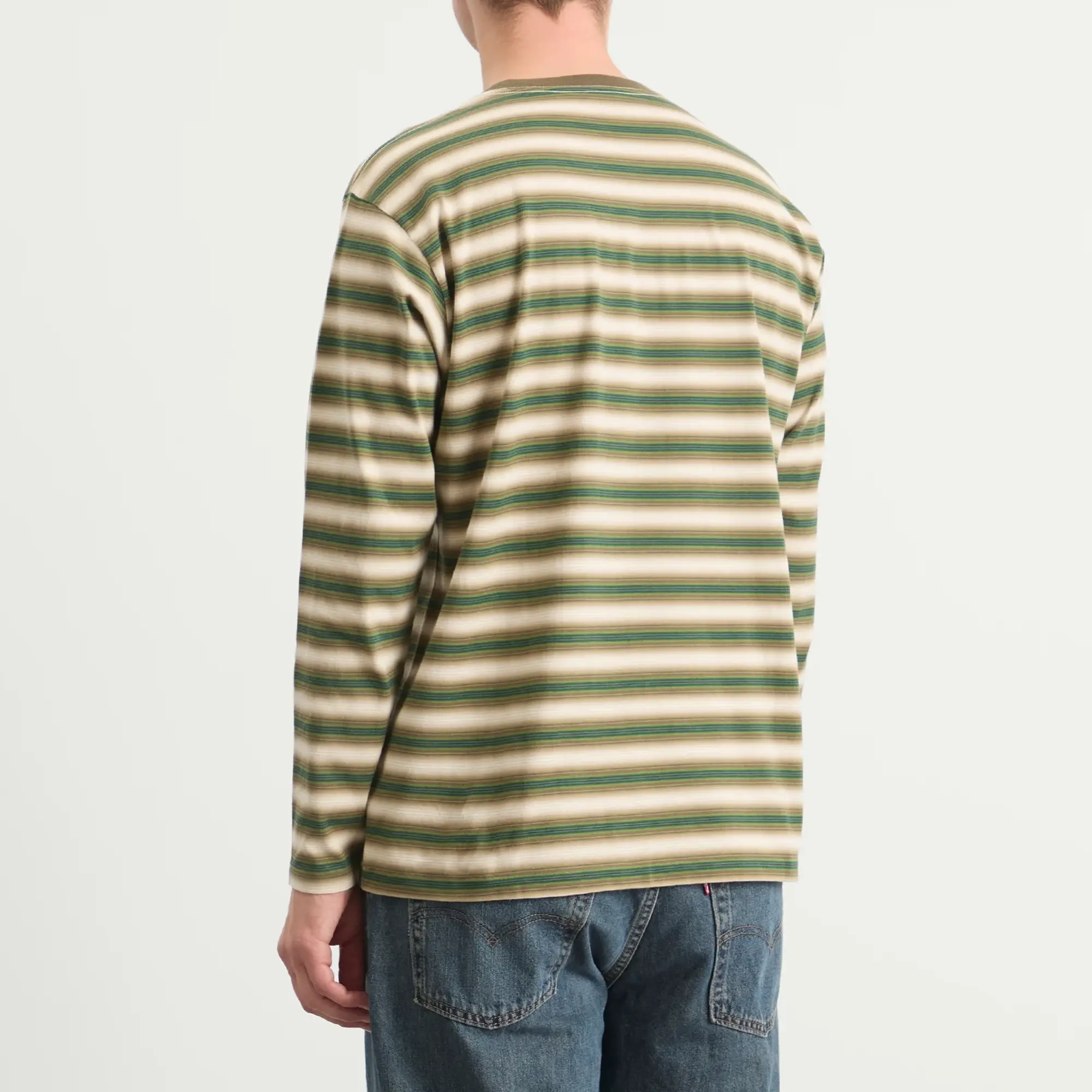 Auralee Men's Gradient Stripe Jersey L/S Tee Fade Brown Stripe