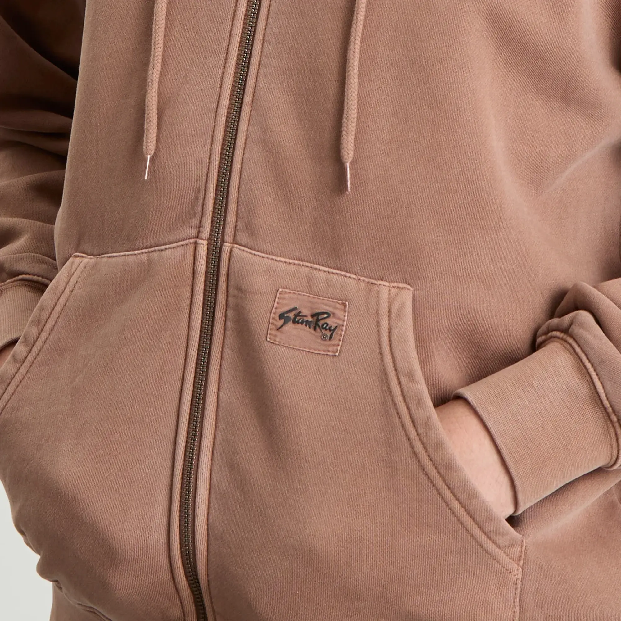 Stan Ray Men's Patch Zip Hoodie Washed Acorn