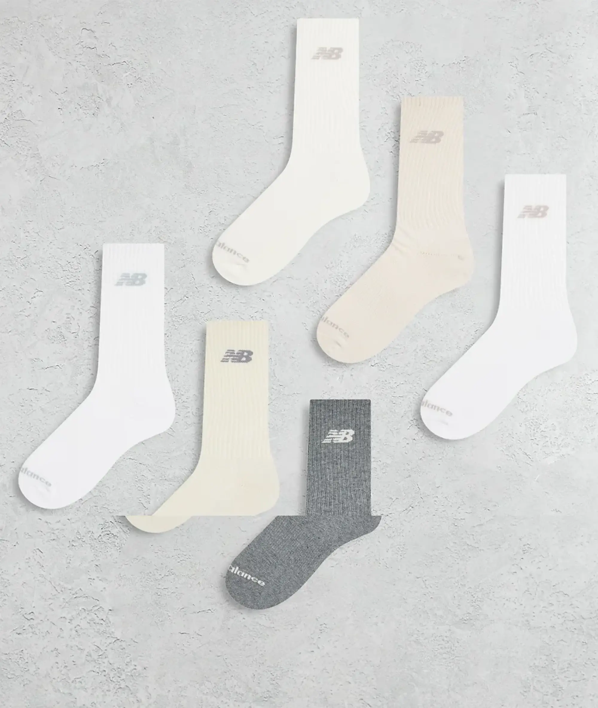 New Balance 6 Pack Everyday Crew Socks In Light Neutrals