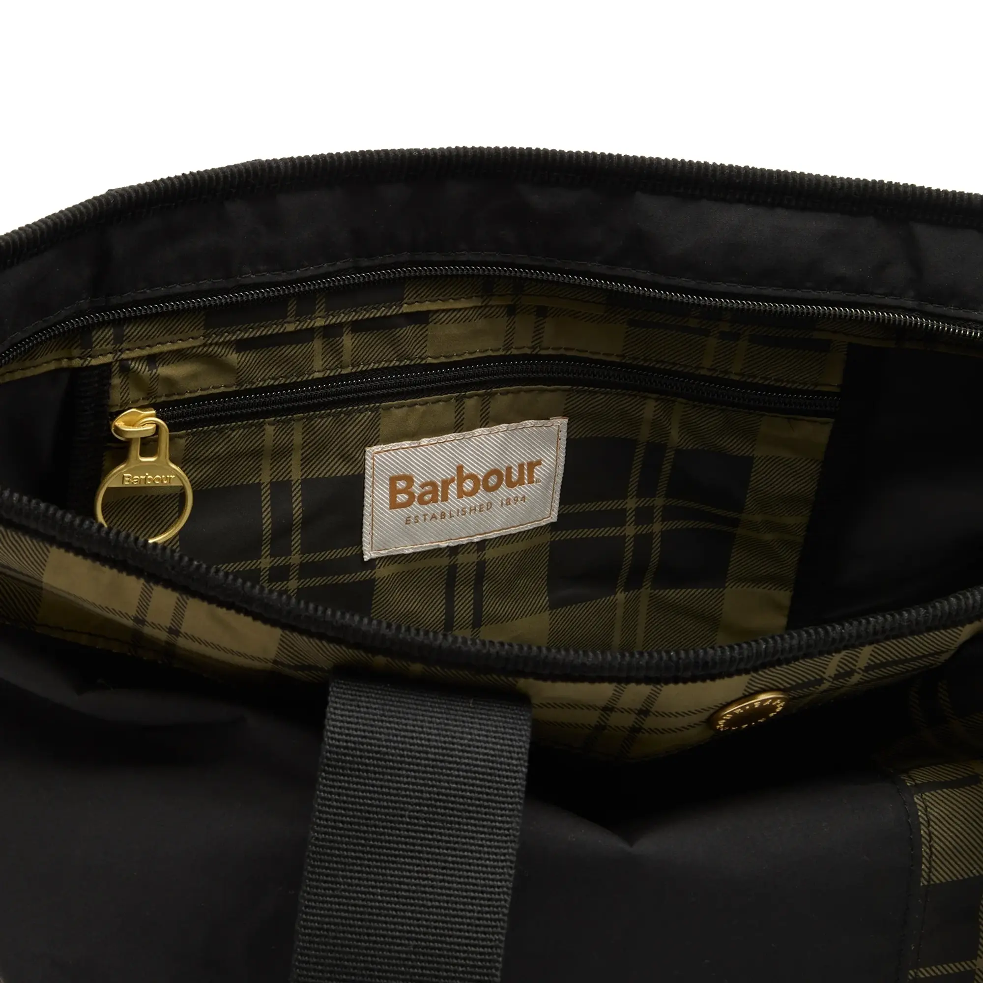 Barbour Women's Mya Patchwork Tote Bag Black/Olive Check
