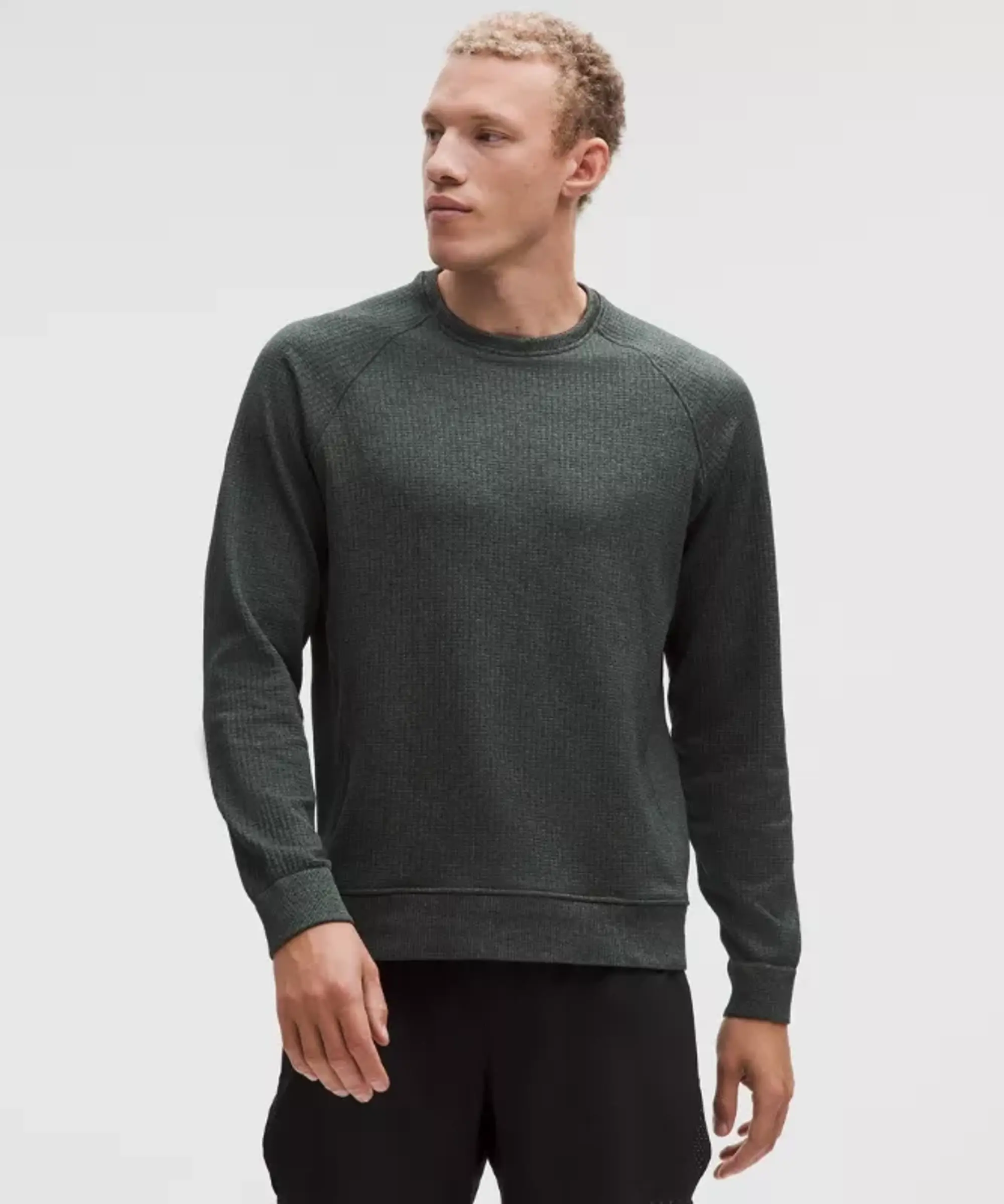lululemon – Men's Engineered Warmth Long-Sleeve Crew Sweatshirt – Color Black/Grey – Size XS