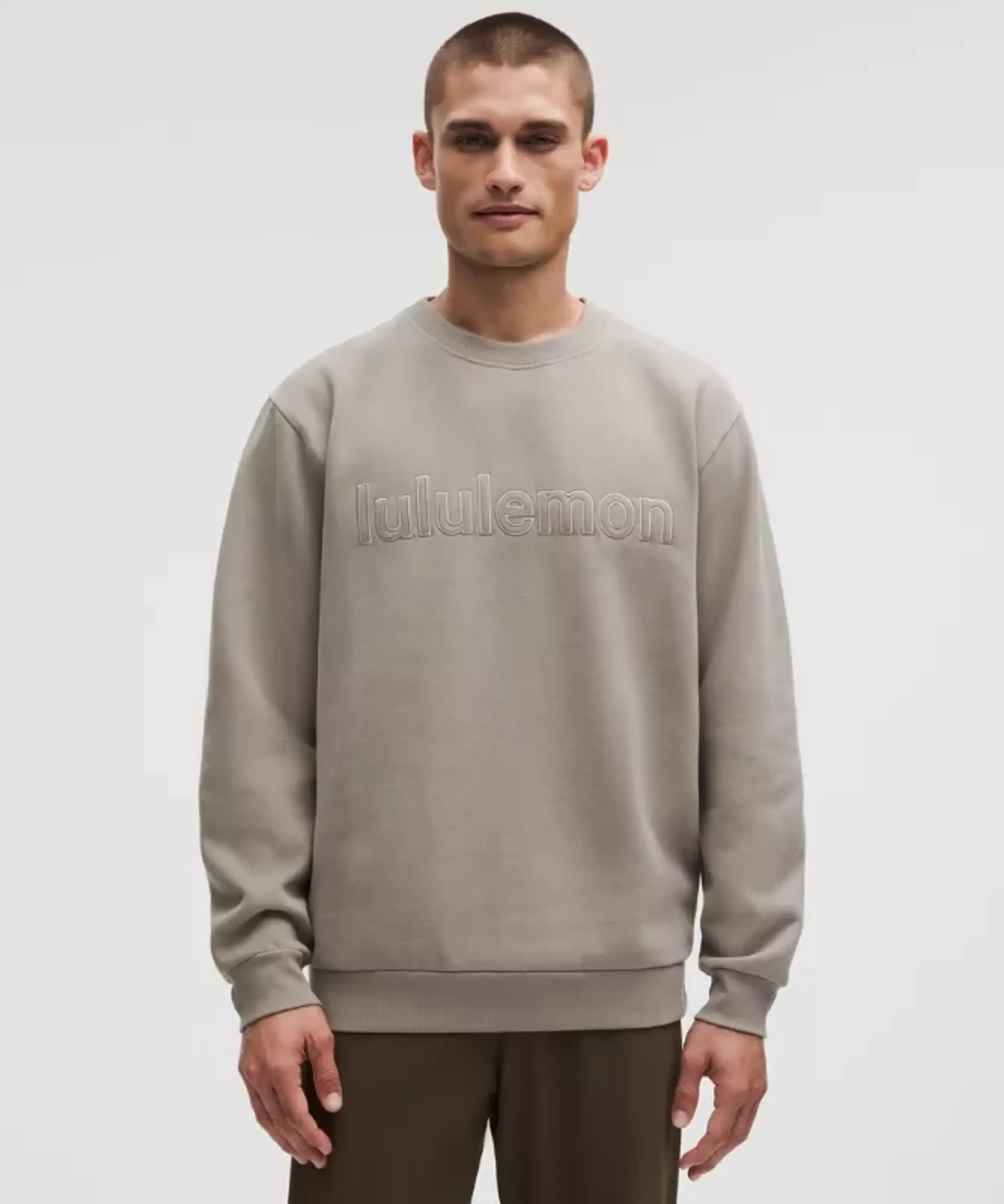 lululemon – Men's Steady State Crew Sweatshirt Wordmark – Color Grey/Khaki – Size Small