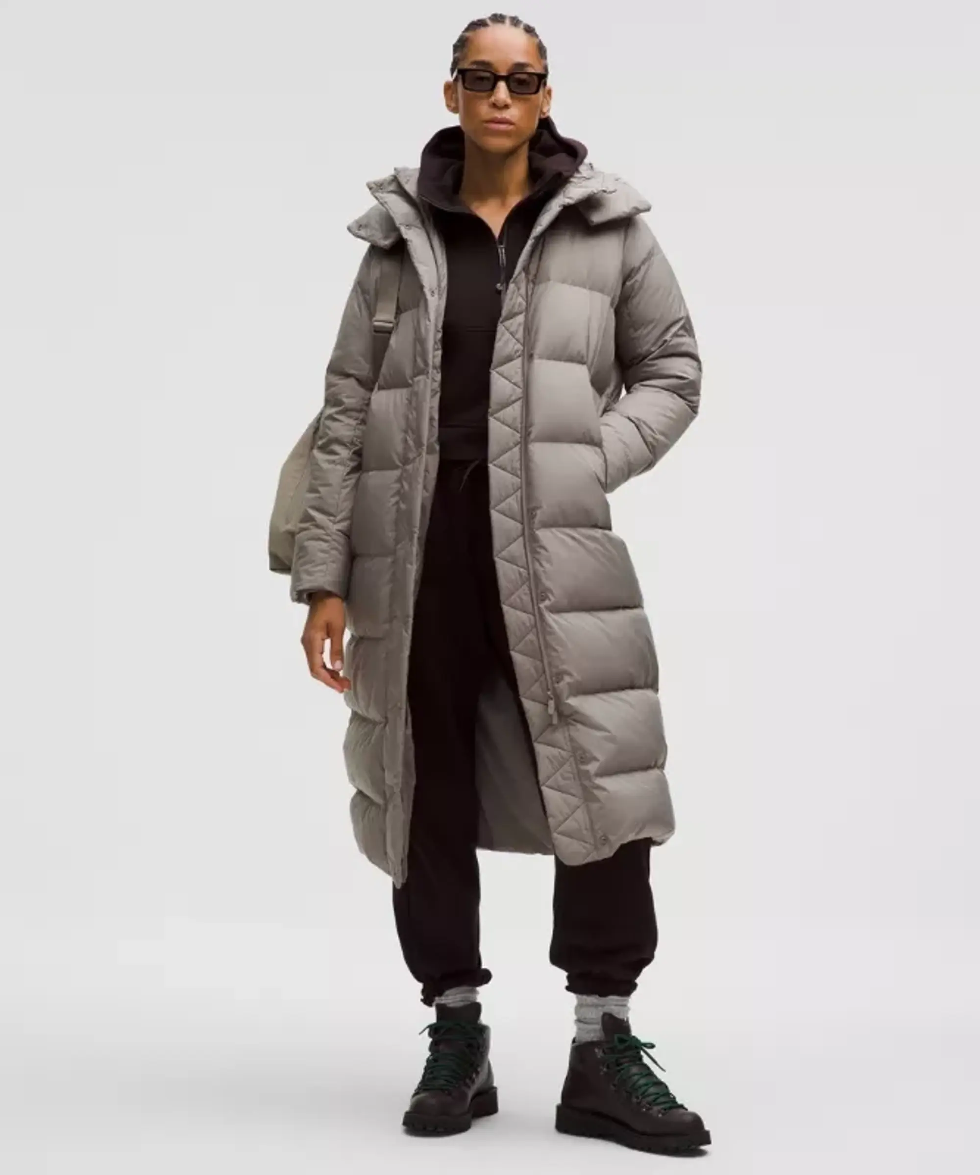 lululemon – Women's Wunder Puff 600-Down-Fill Long Jacket – Color Grey/Khaki – Size 8