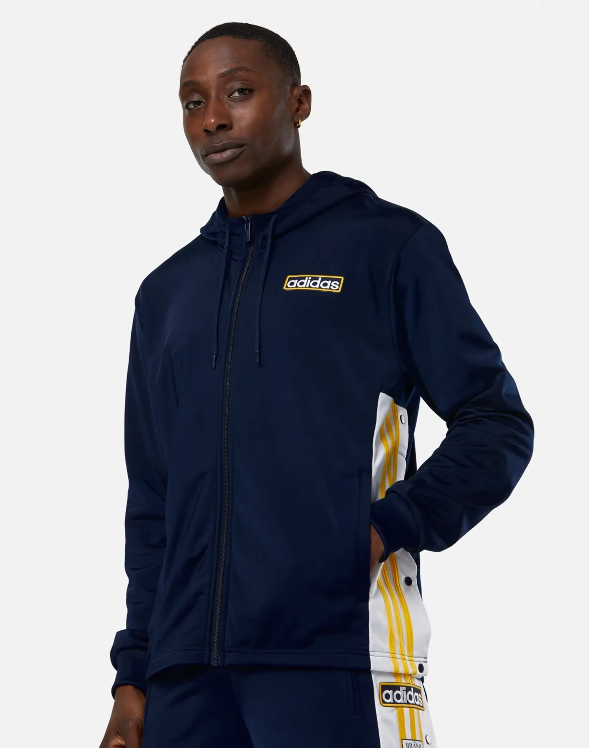 Men's Adidas Originals Adibreak Full Zip Hoodie Wh in Navy Blue/Gold 