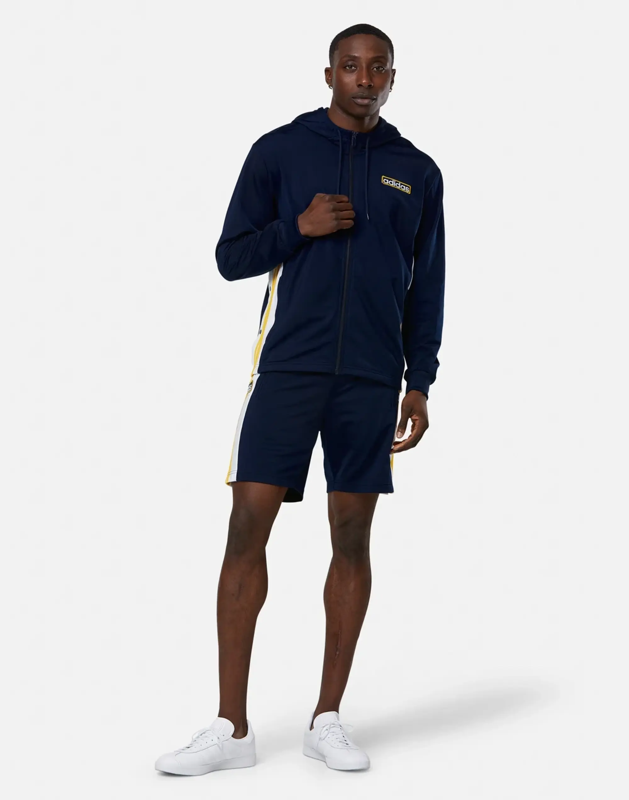 Men's Adidas Originals Adibreak Full Zip Hoodie Wh in Navy Blue/Gold 