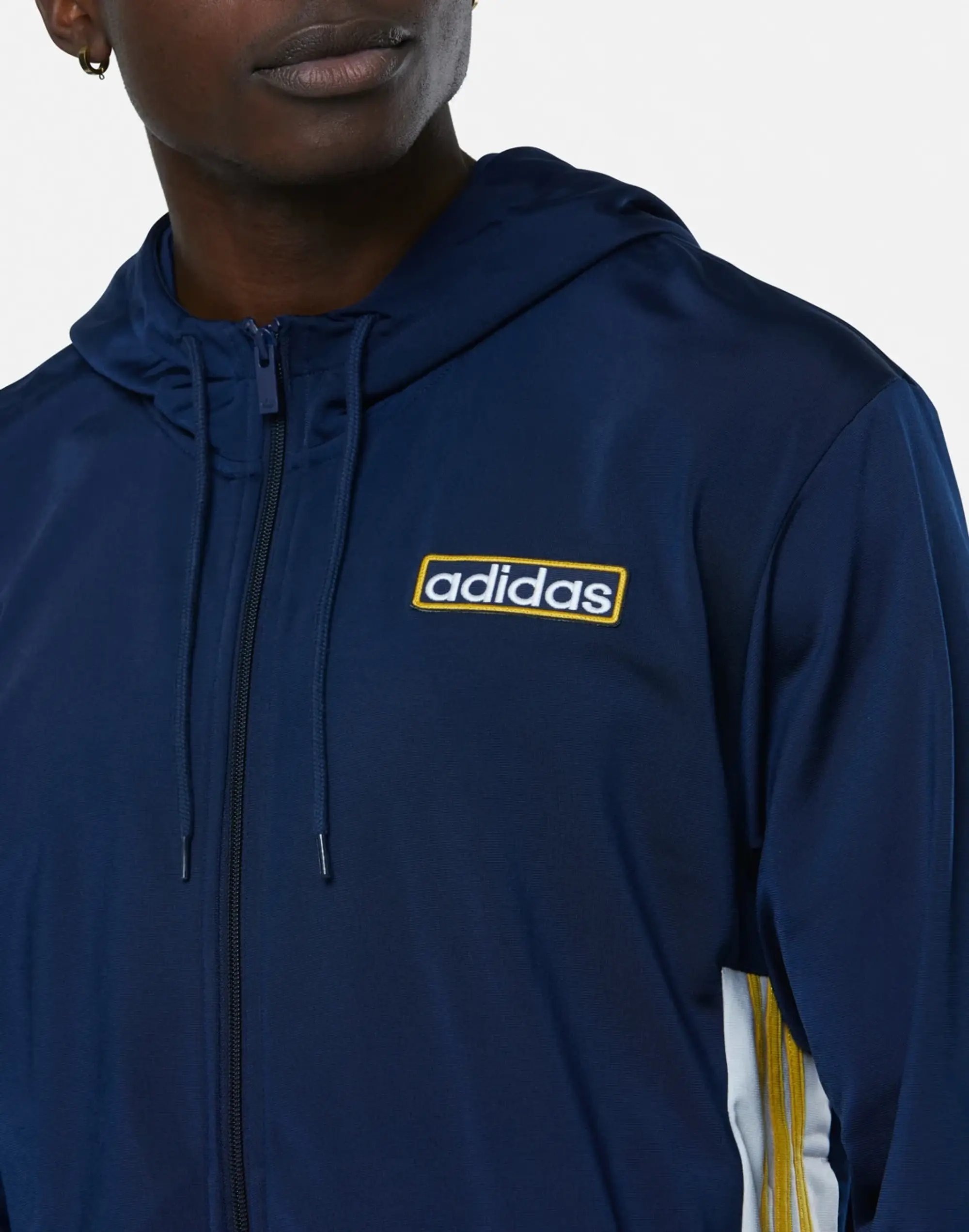 Men's Adidas Originals Adibreak Full Zip Hoodie Wh in Navy Blue/Gold 