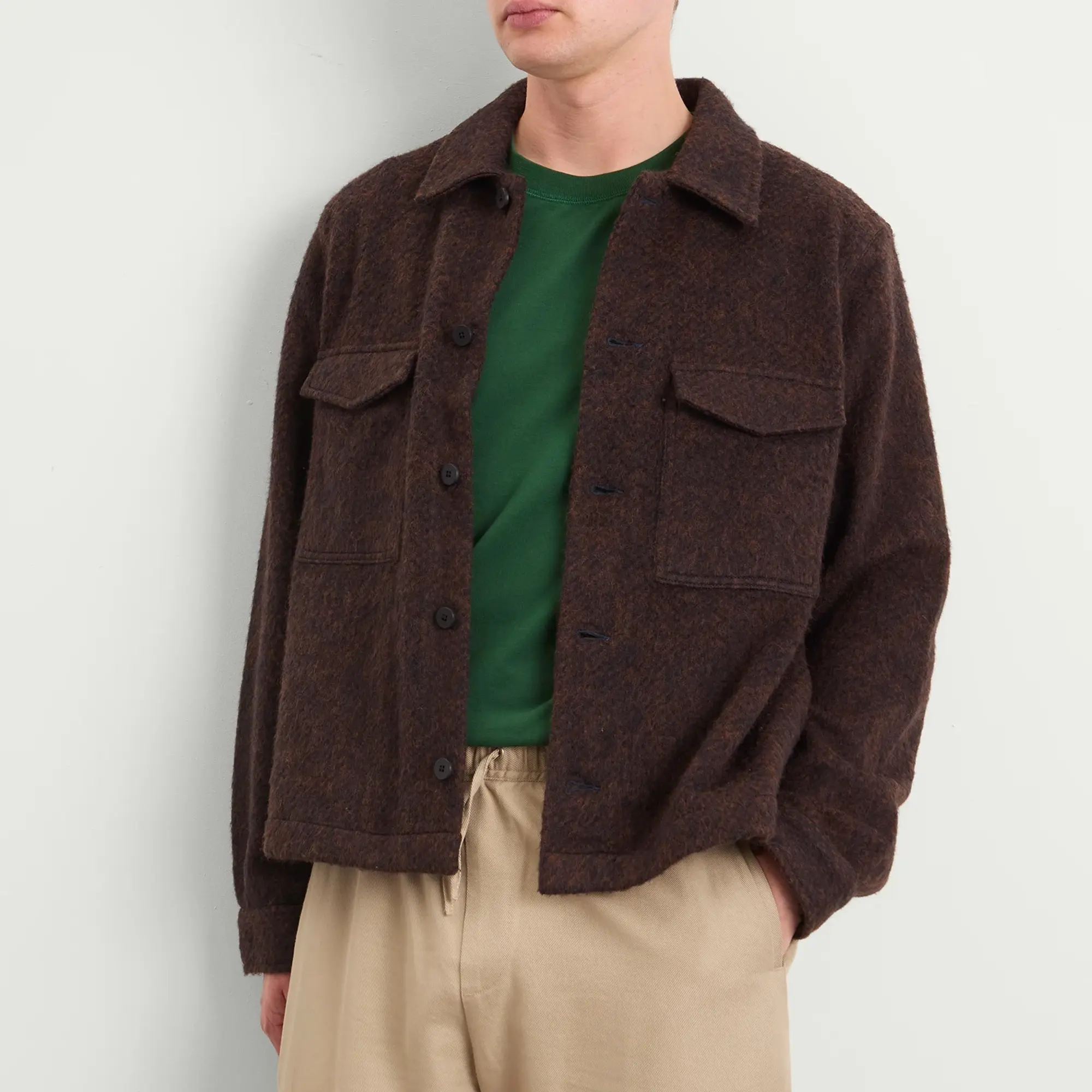 Folk Men's Zaki Jacket Navy Espresso Brushed Wool