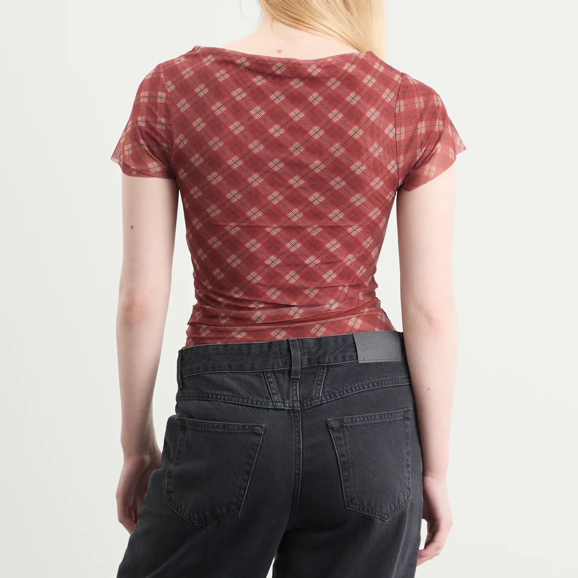 House Of Sunny Women's Retro Check Mesh Top Multi