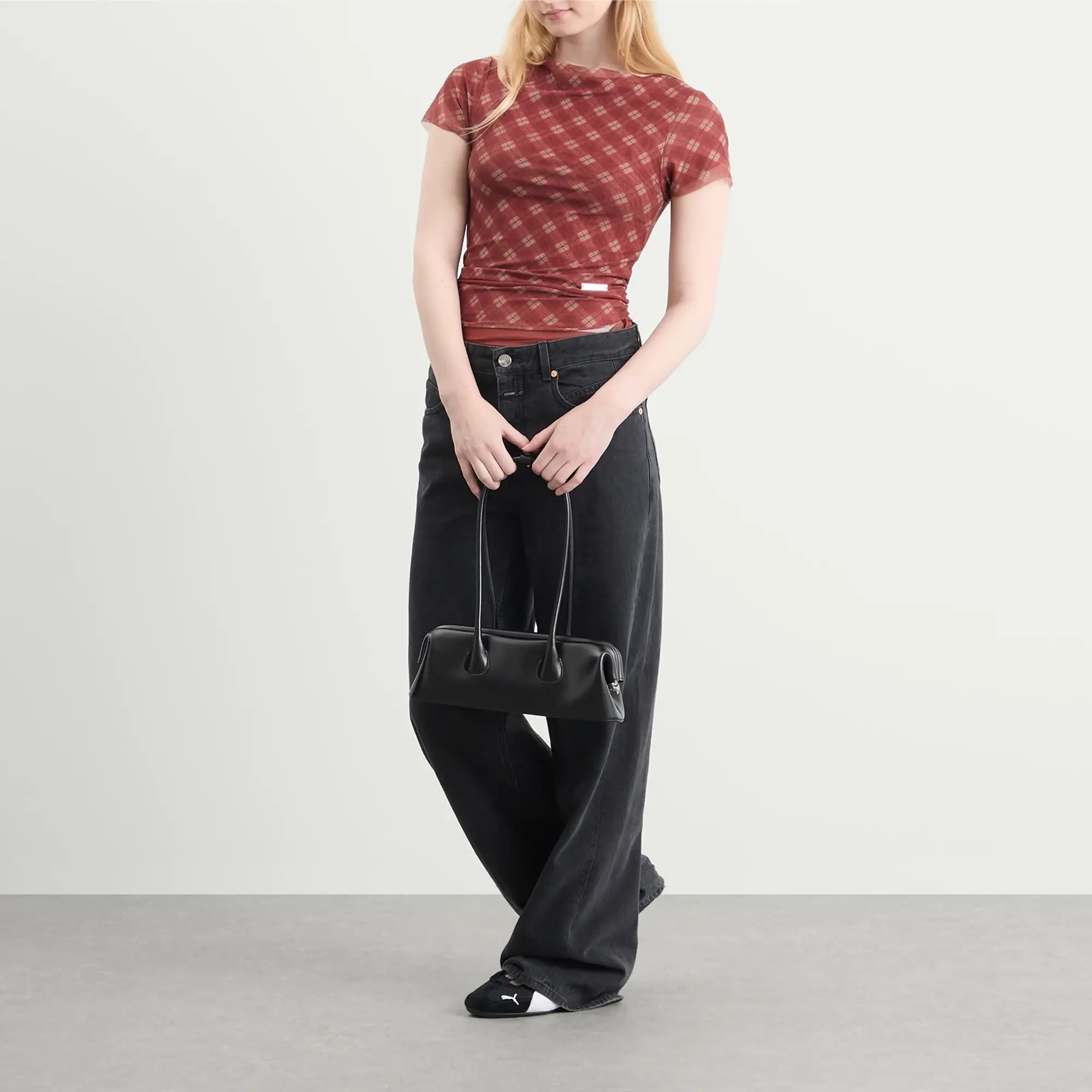 House Of Sunny Women's Retro Check Mesh Top Multi