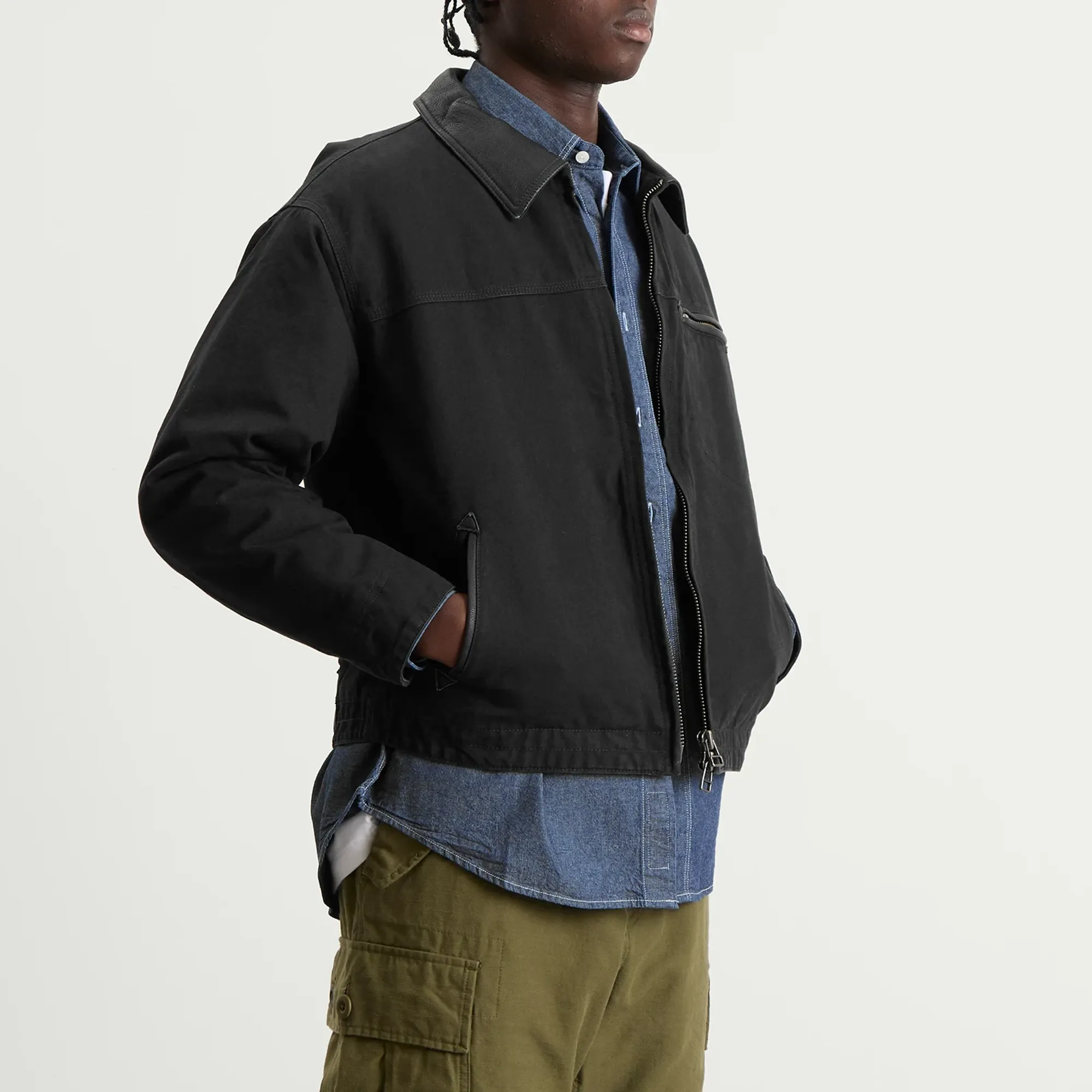 FrizmWORKS Men's Heavy Canvas Destroyed Work Jacket Black FrizmWORKS Men's Heavy Canvas Destroyed Work Jacket Black
