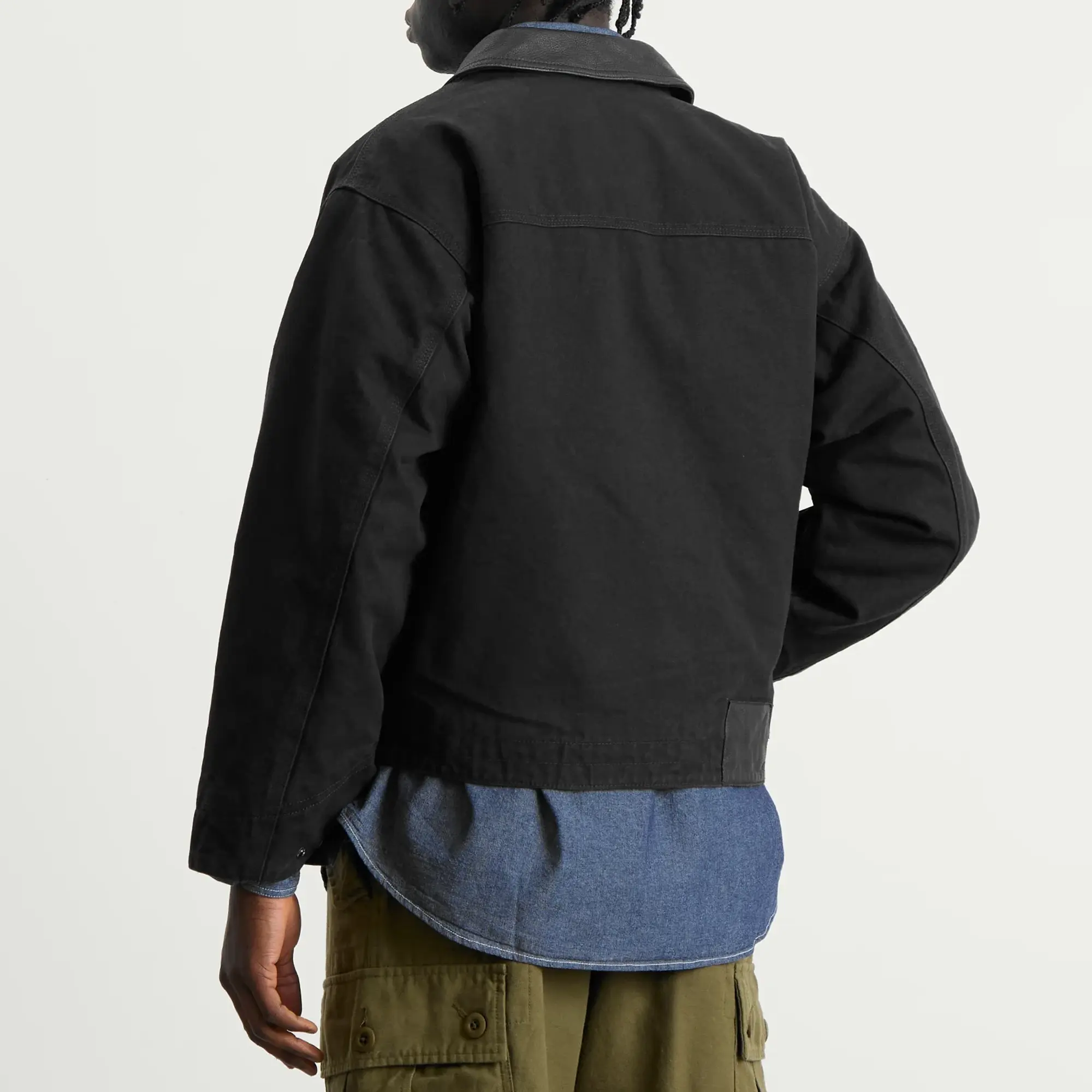 FrizmWORKS Men's Heavy Canvas Destroyed Work Jacket Black