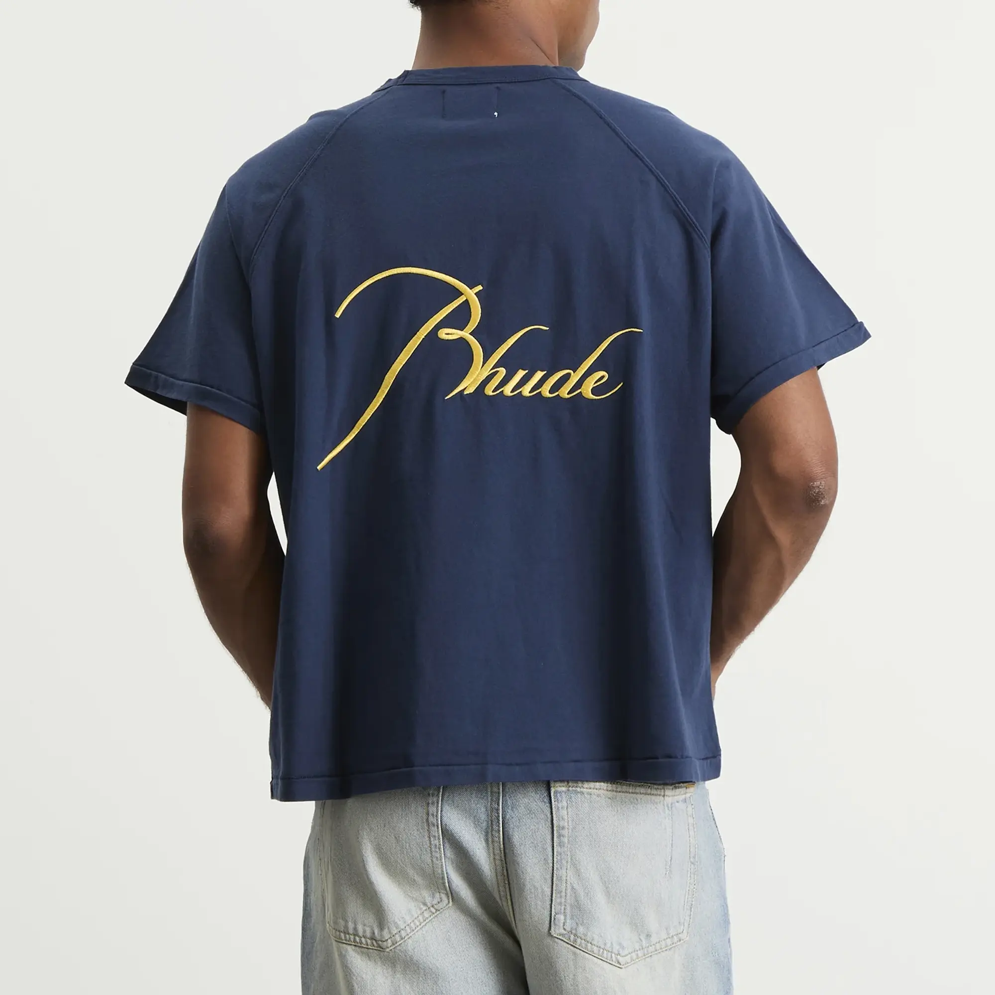 Rhude Men's Classique Raglan T-Shirt Navy/Yellow