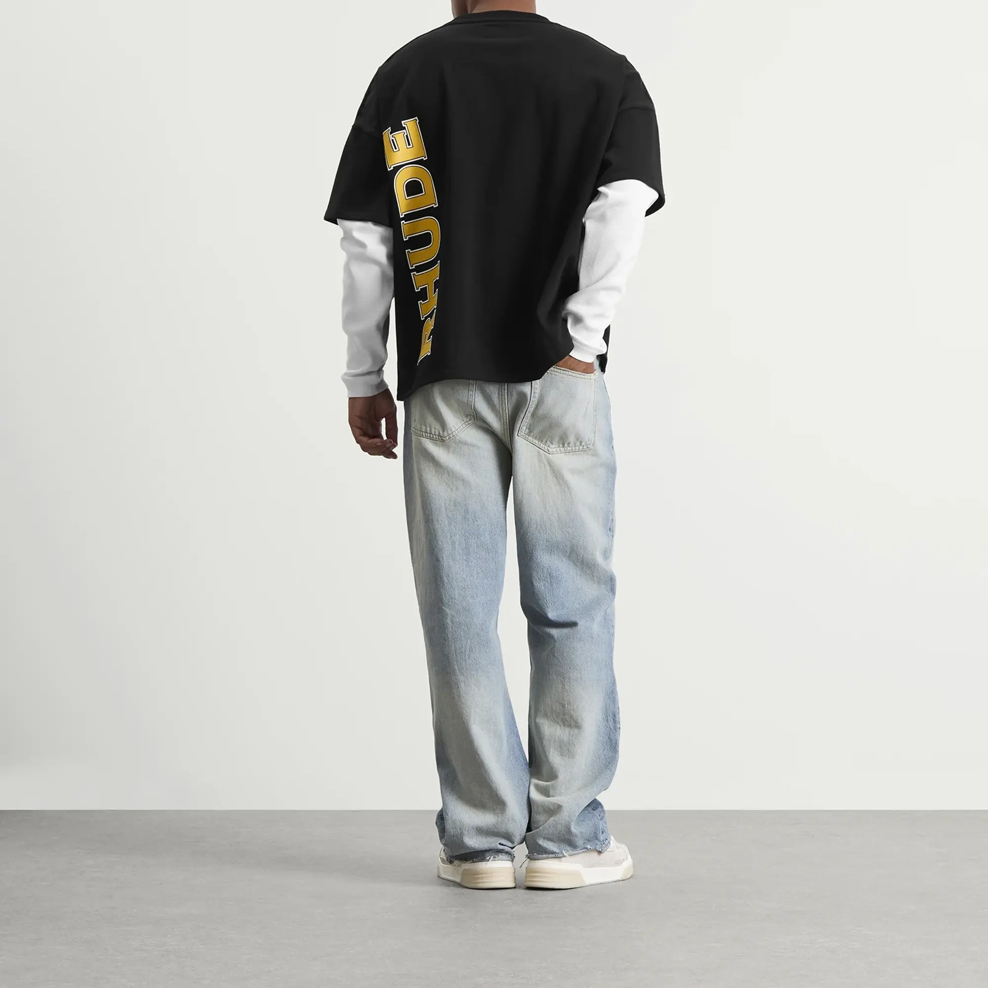 Rhude Men's Steel Double-Layered T-Shirt Black/White