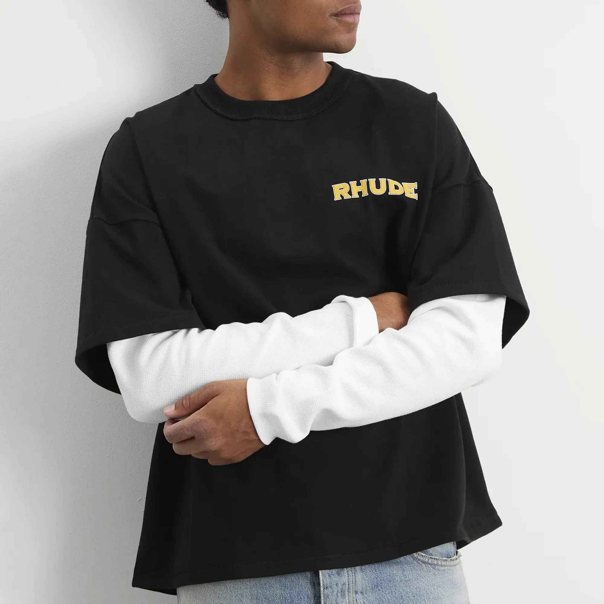 Rhude Men's Steel Double-Layered T-Shirt Black/White