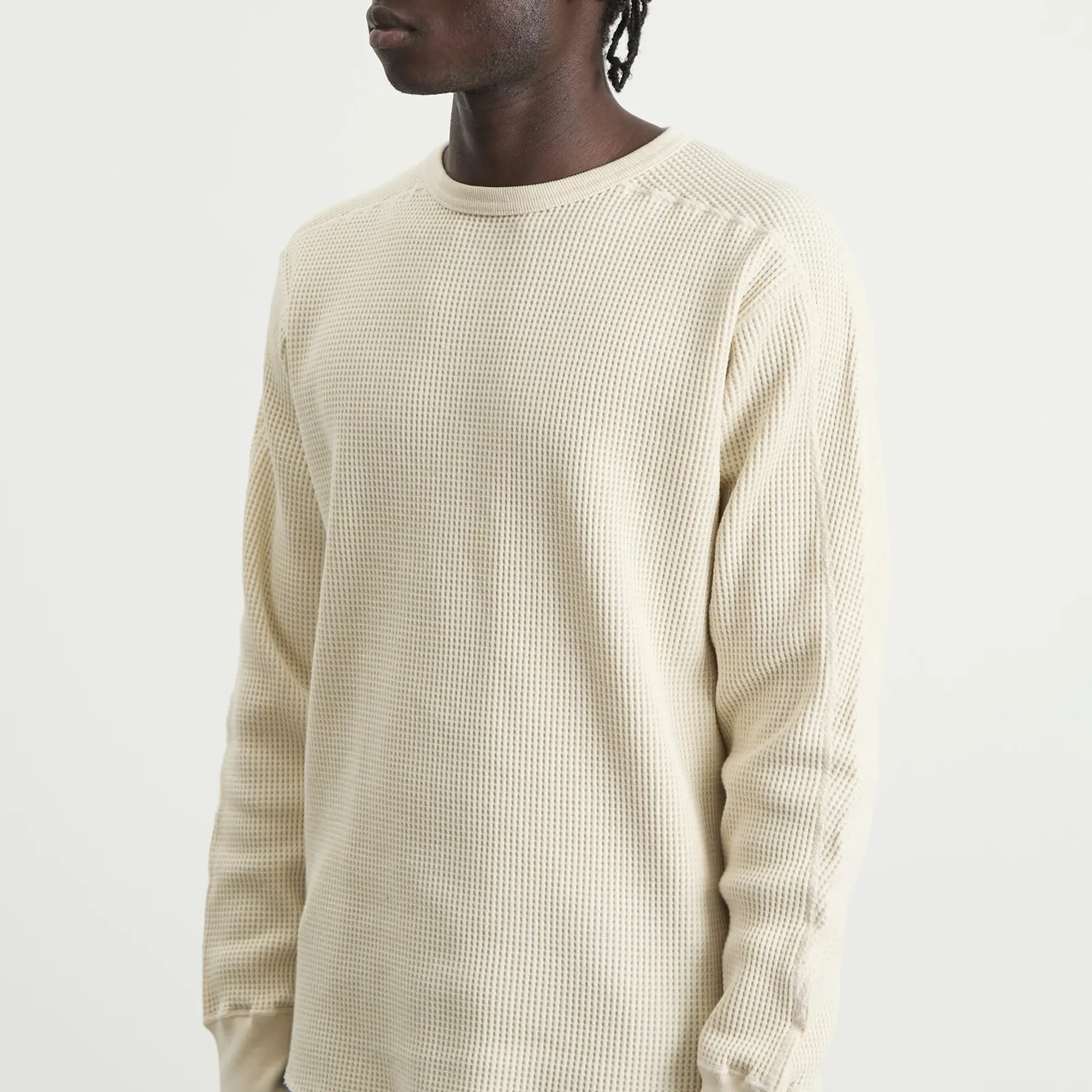 Nanamica Men's Crew Neck Thermal Sweatshirt Natural