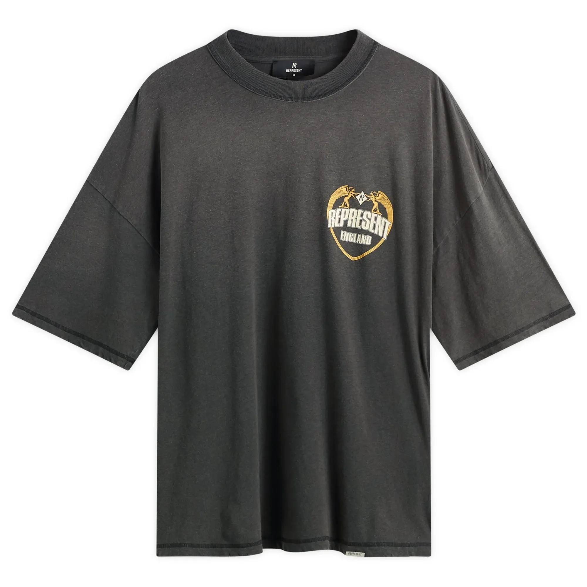 Represent Men's Angel Border T-Shirt Stained Black