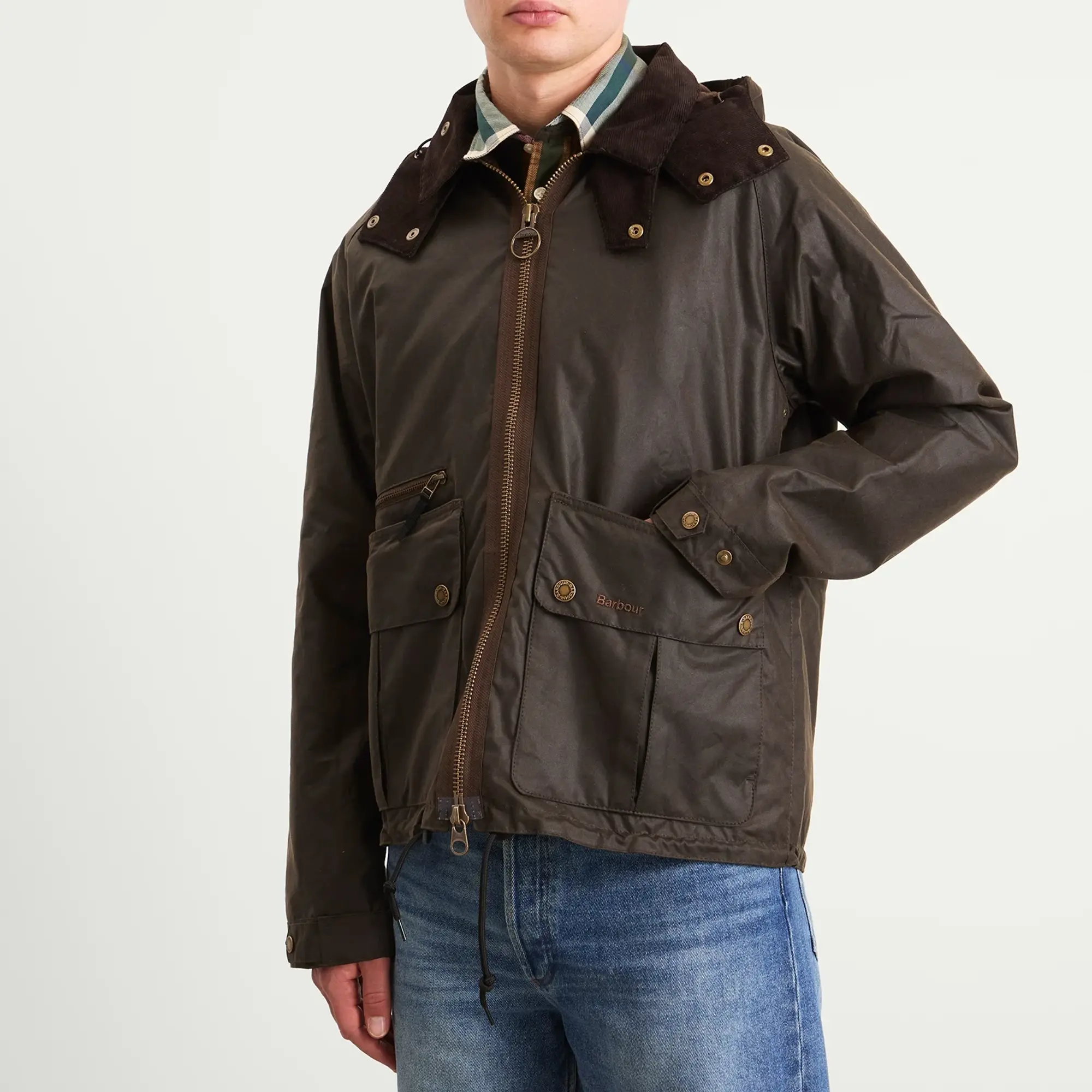 Barbour Men's Re-Engineered Bardon Spey Wax Jacket Olive