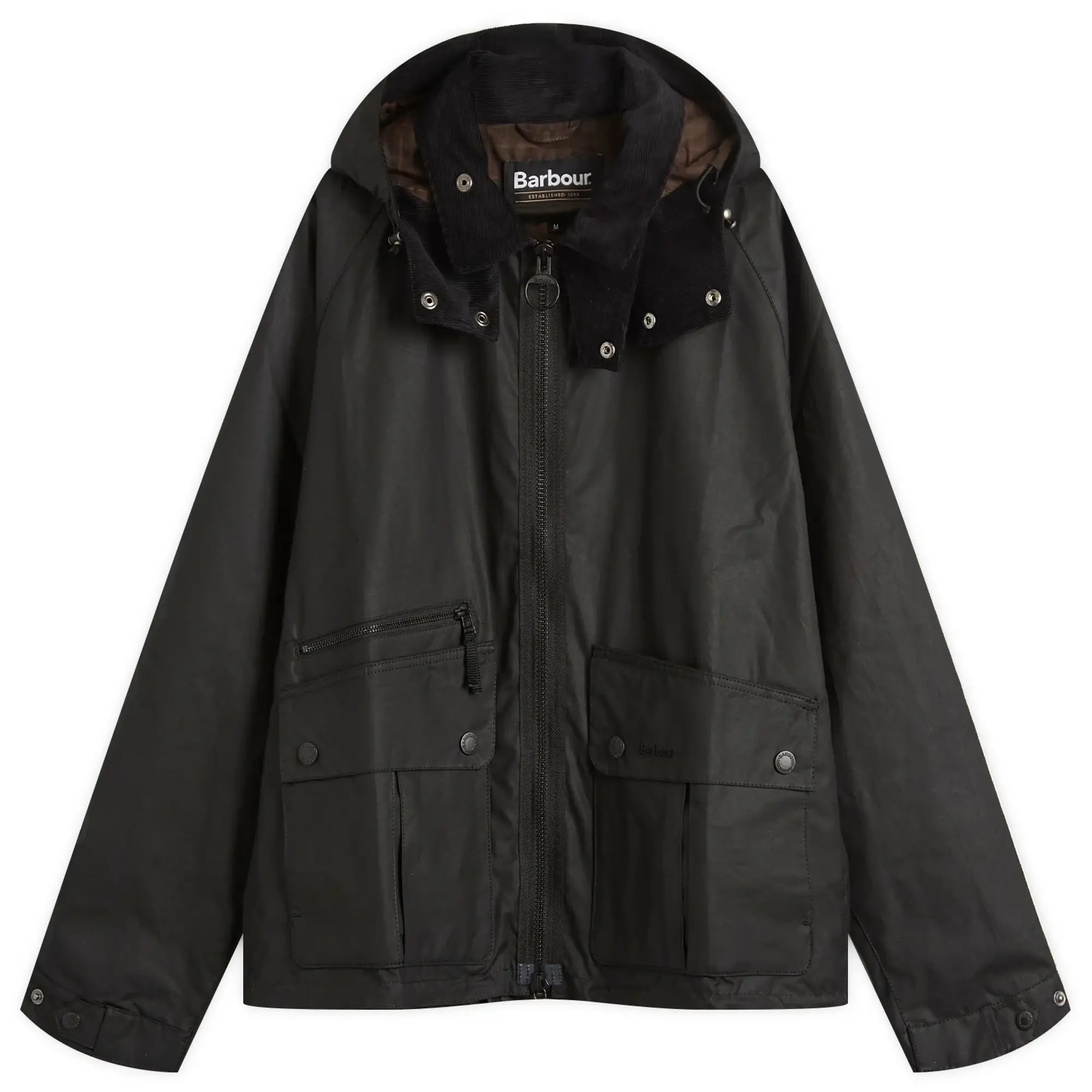 Barbour Men's Re-Engineered Bardon Spey Wax Jacket Black