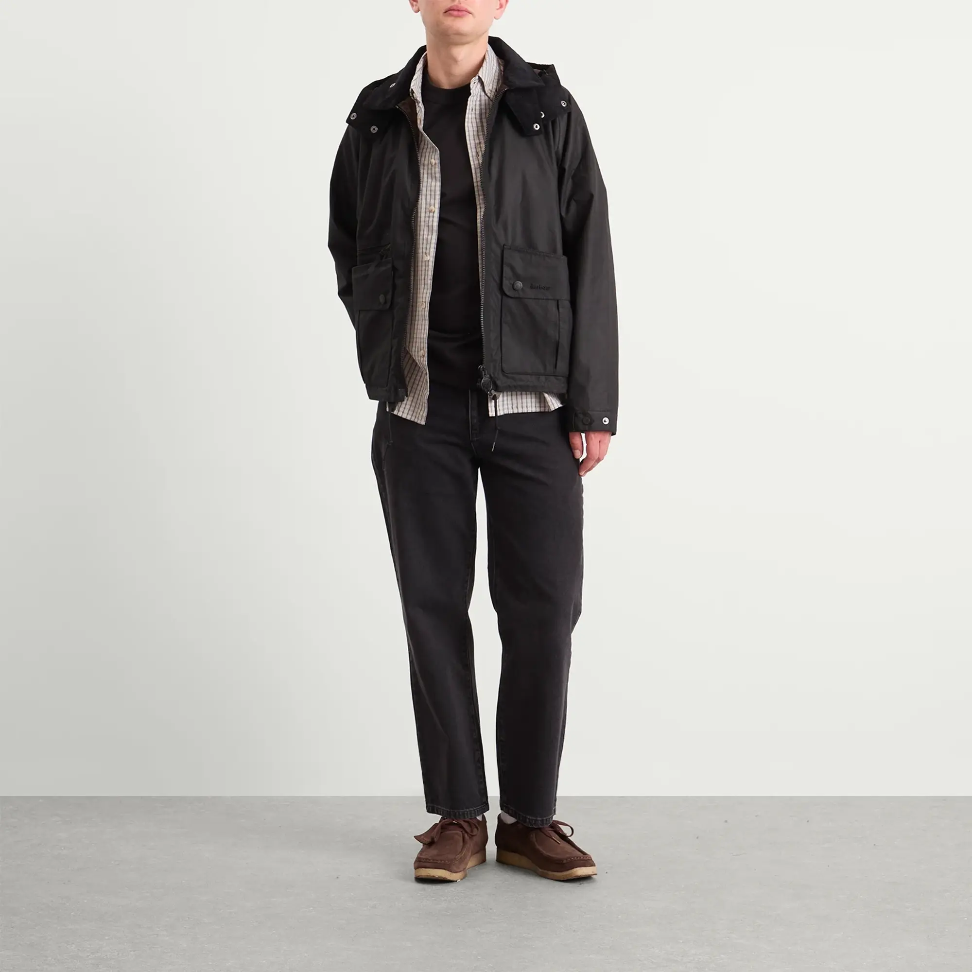 Barbour Men's Re-Engineered Bardon Spey Wax Jacket Black