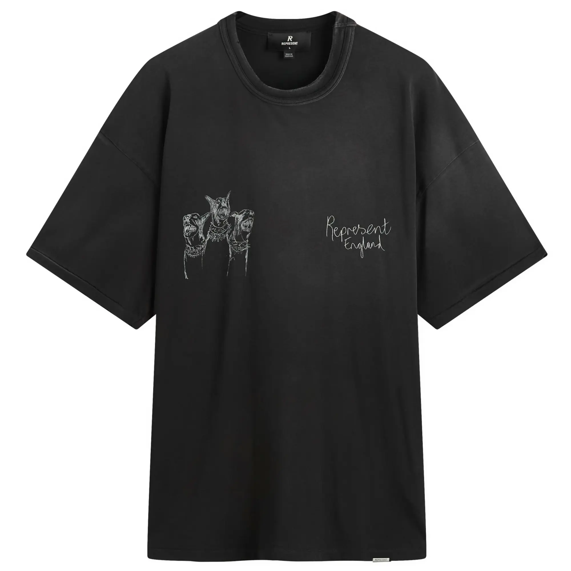 Represent Men's Hand Drawn Thoroughbred Dogs T-Shirt Aged Black