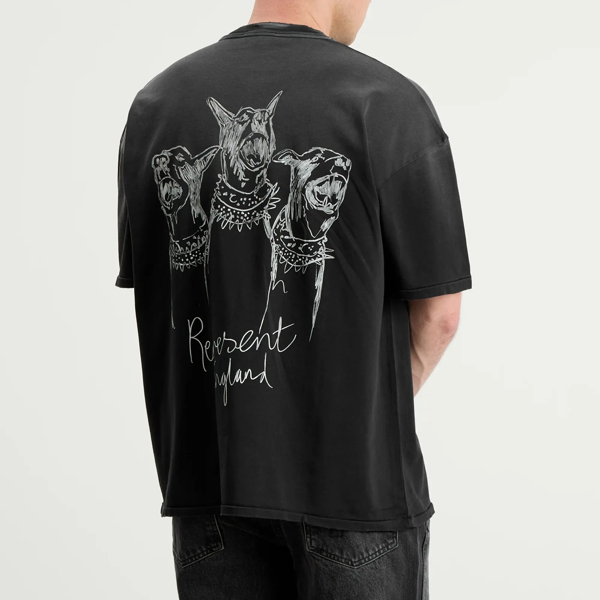 Represent Men's Hand Drawn Thoroughbred Dogs T-Shirt Aged Black