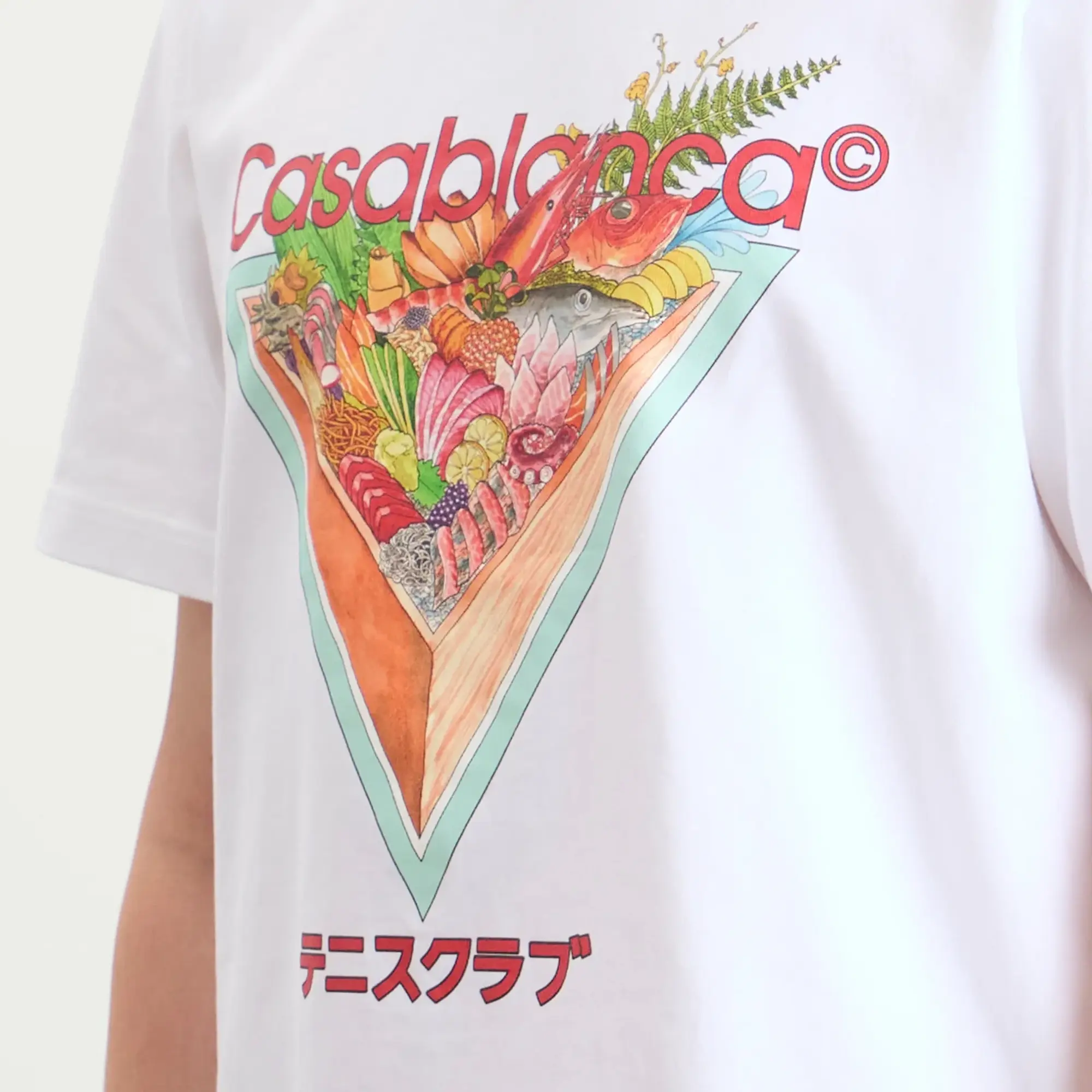 Casablanca Men's Bright White Jersey Tennis Club Icon Printed T-Sh