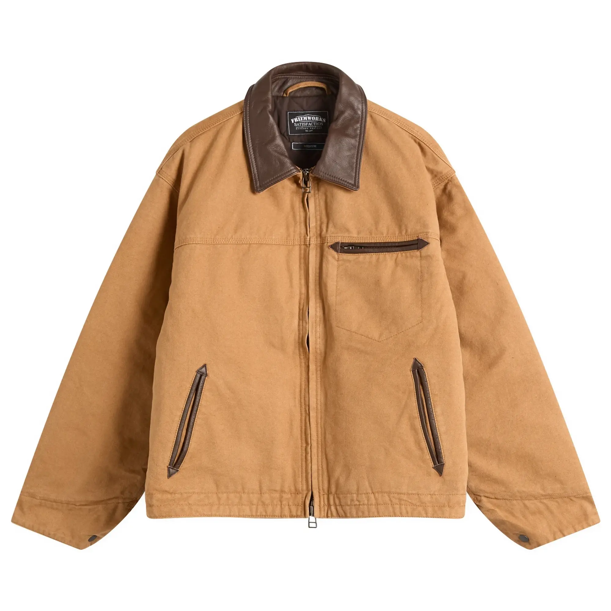 FrizmWORKS Men's Heavy Canvas Destroyed Work Jacket Tan