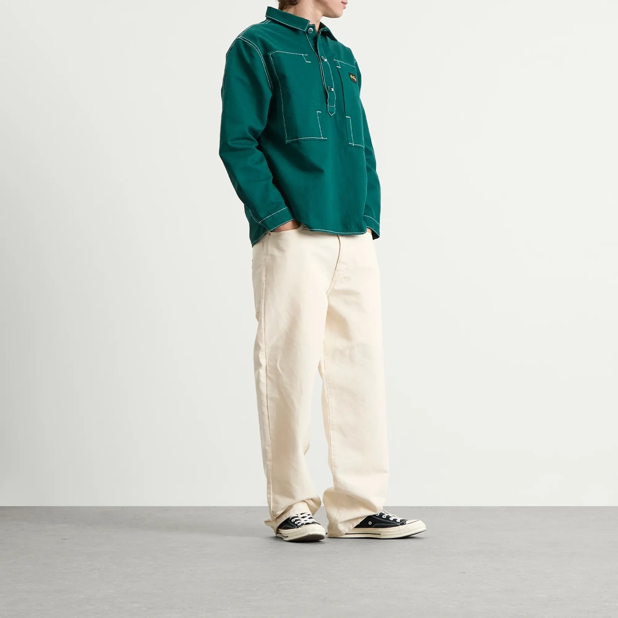 Stan Ray Men's Painters Pop Over Shirt Botanical Green Bedford