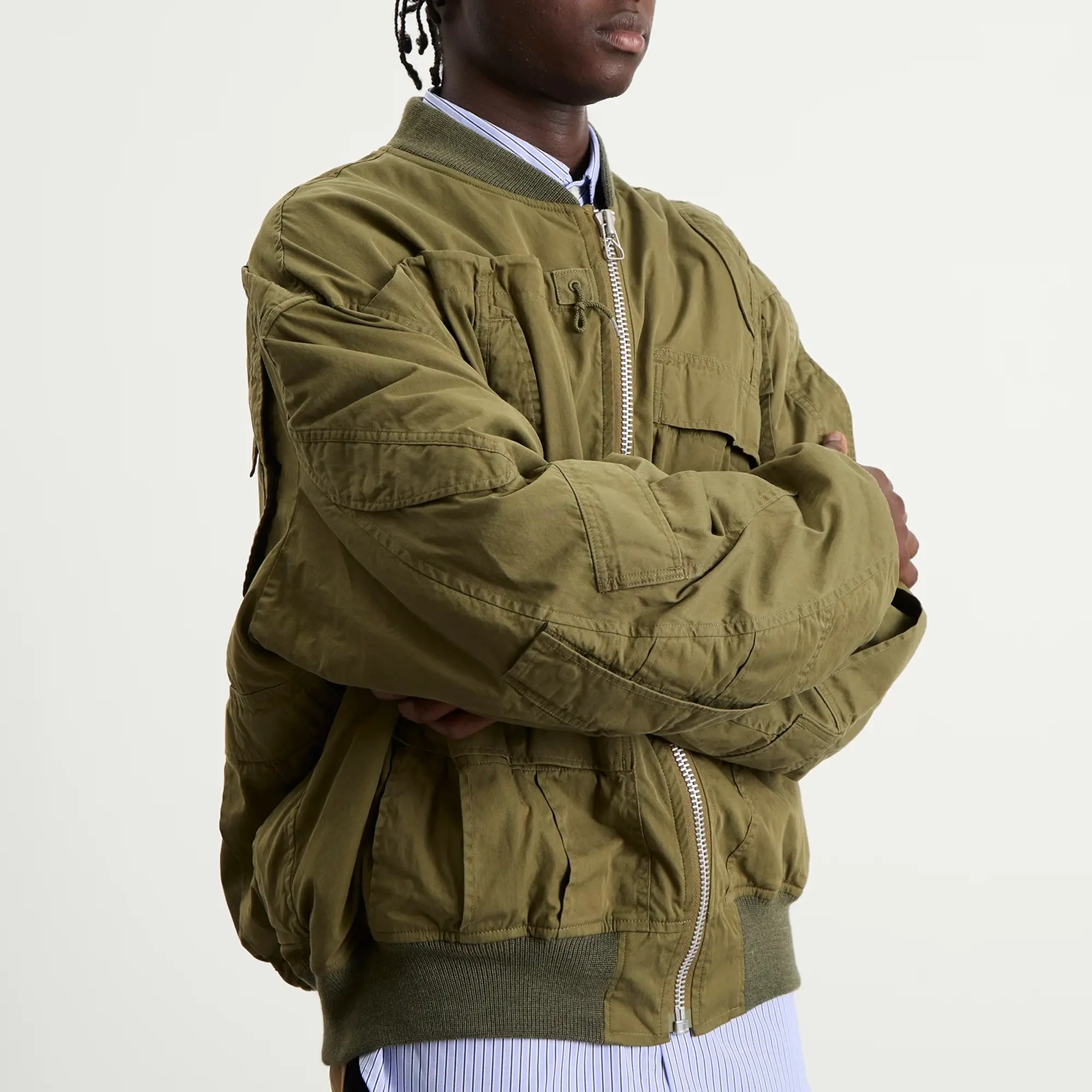 Junya Watanabe MAN Men's x Needles Cotton Nylon Bomber Green