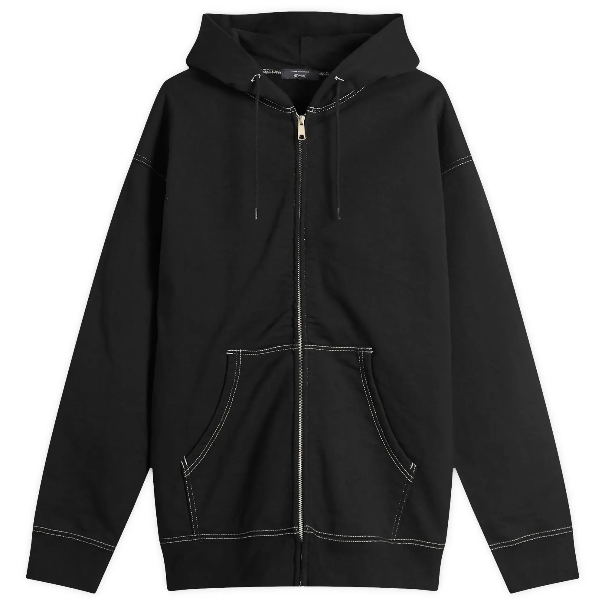 Comme des Garçons Homme Men's Garment Dyed Zip Hood Black
