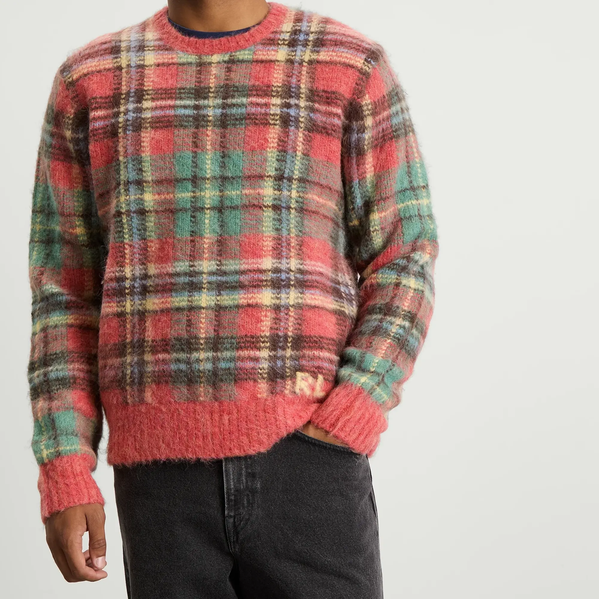 Polo Ralph Lauren Men's Mohair Check Knit Jumper Red Combo