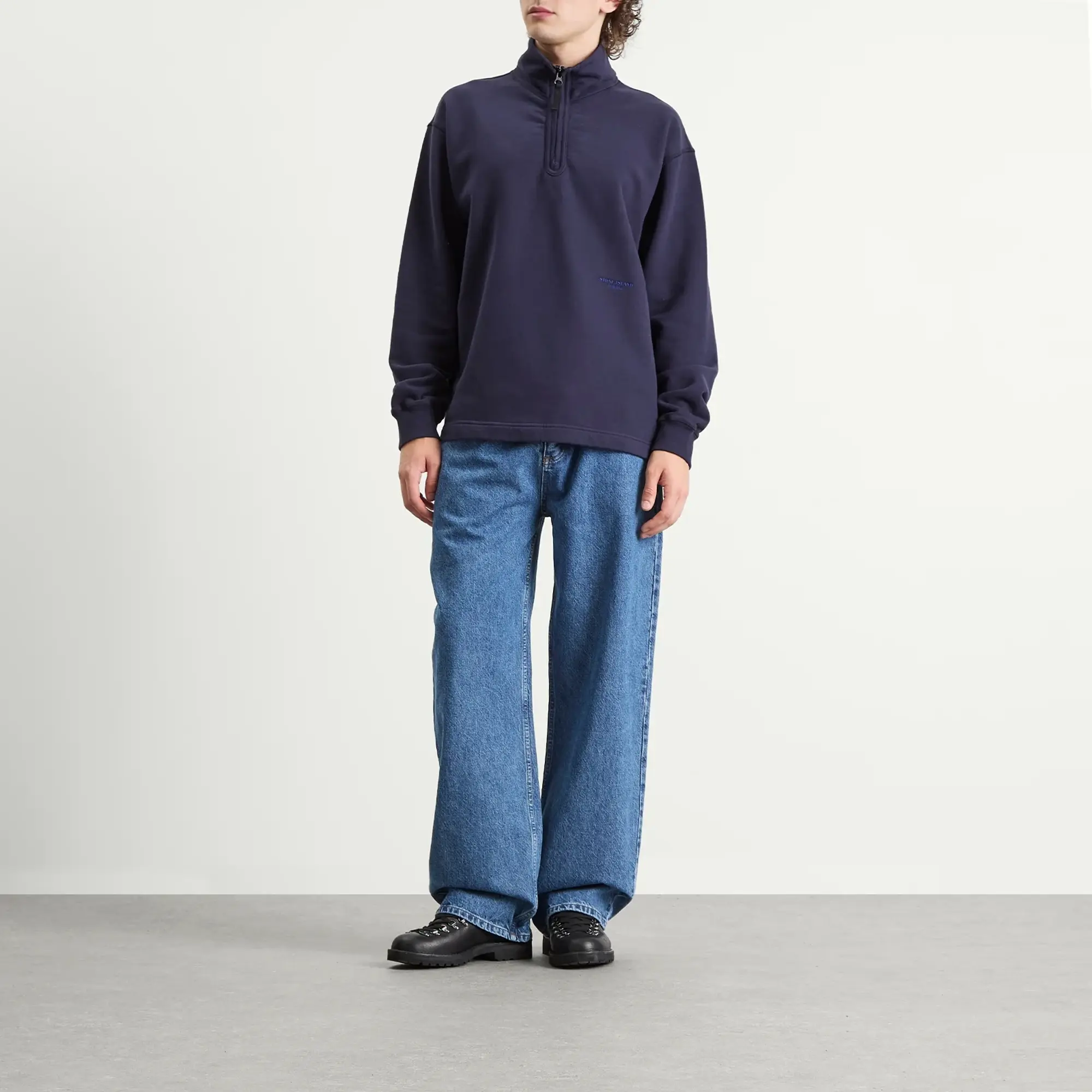 Stone Island Men's Marina Half Zip Sweatshirt Blue