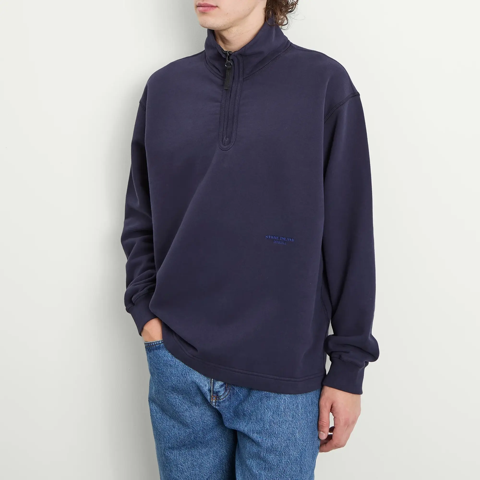 Stone Island Men's Marina Half Zip Sweatshirt Blue