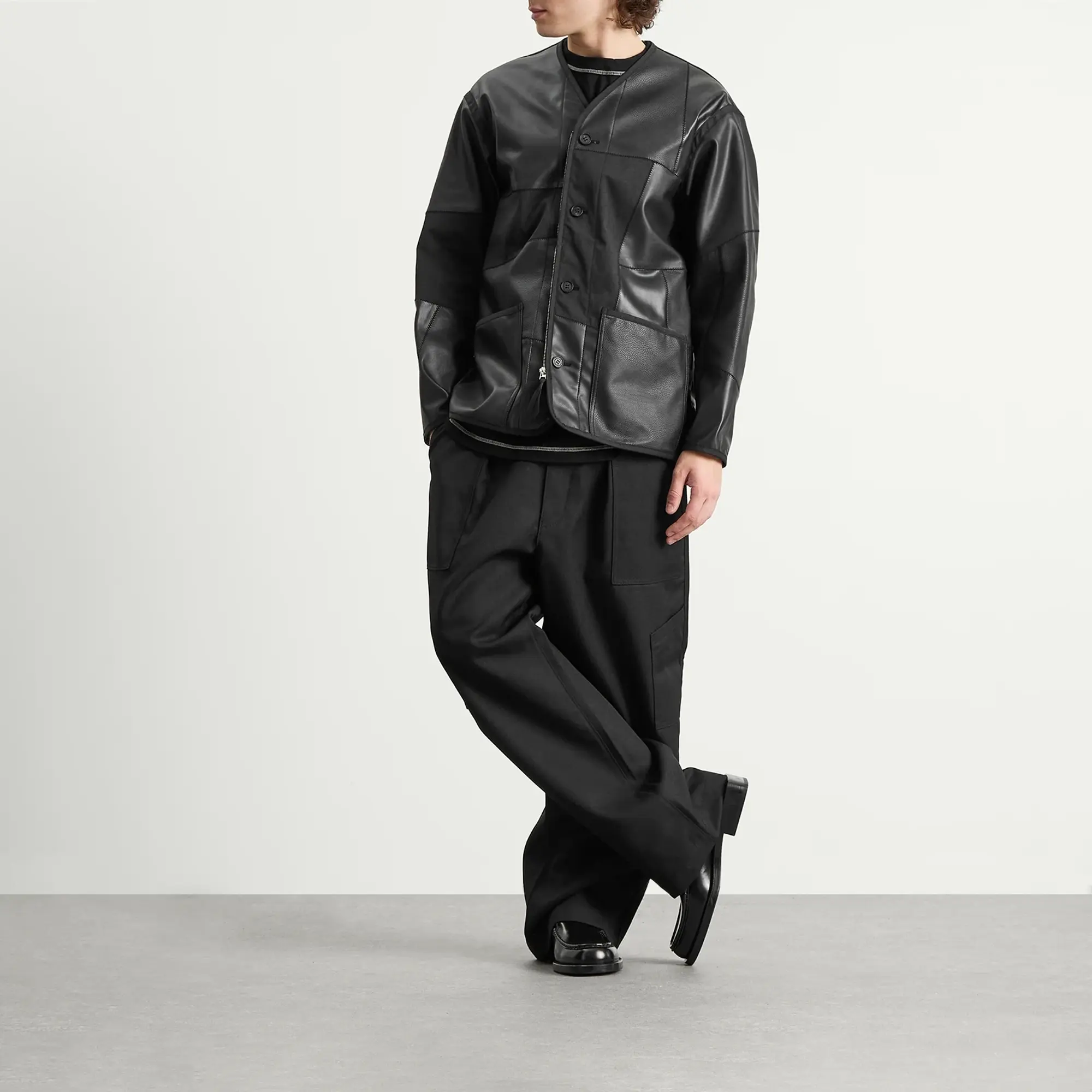 Comme des Garçons Homme Men's Leather Mix Jacket Black
