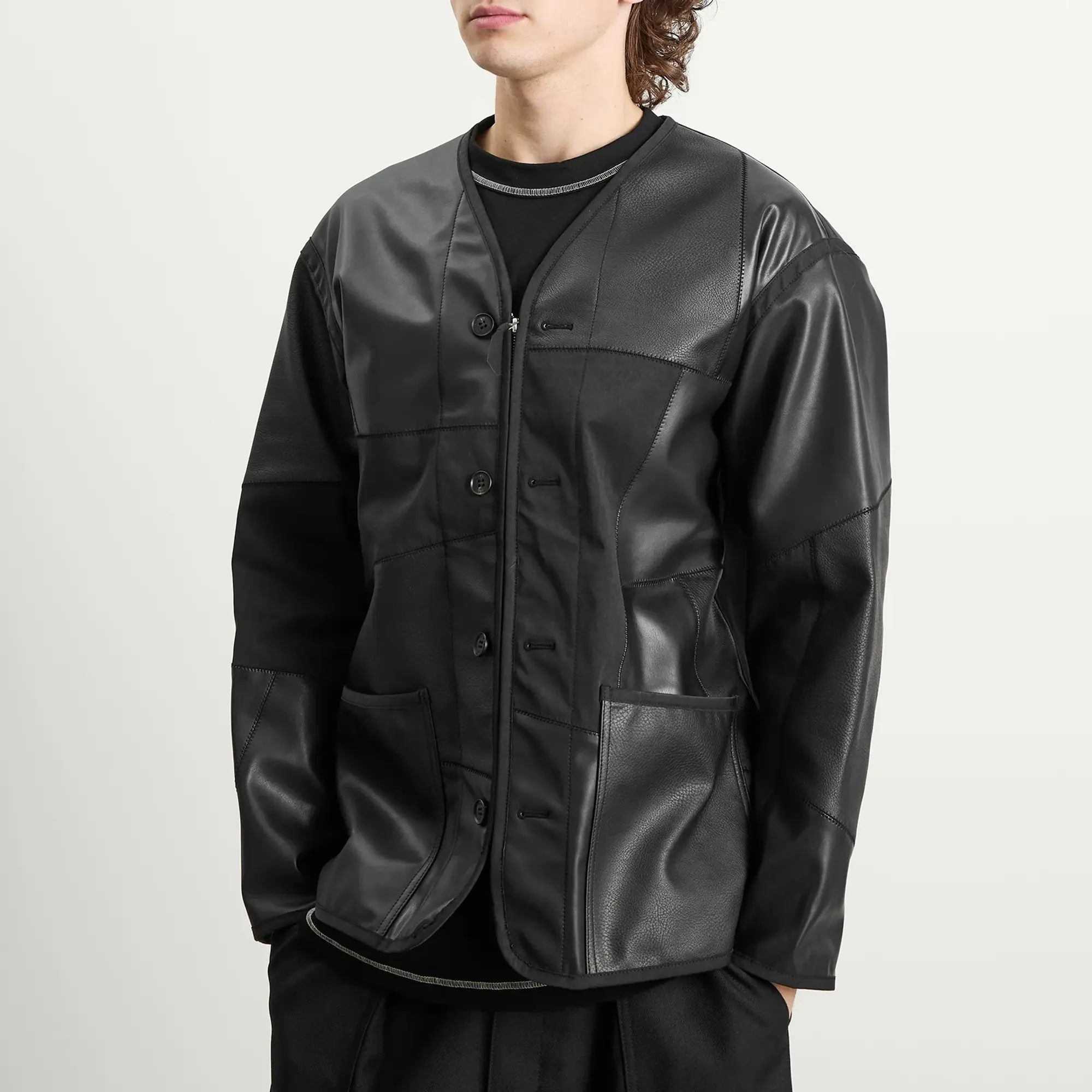 Comme des Garçons Homme Men's Leather Mix Jacket Black