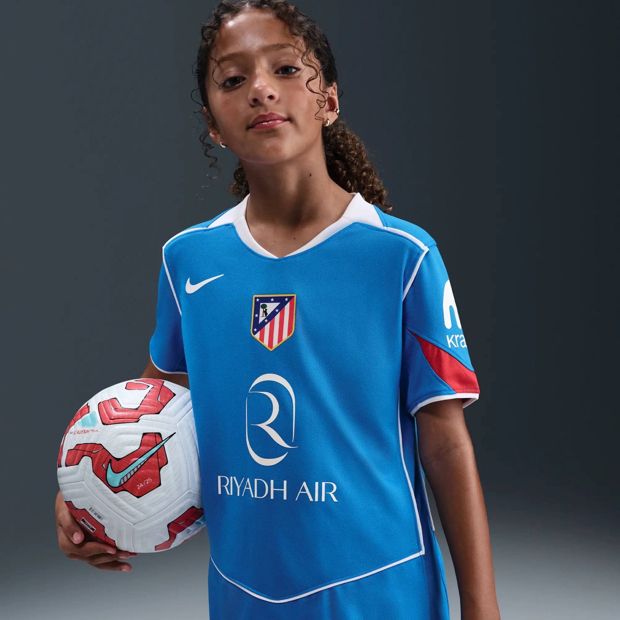 Atlético Madrid 2025/26 Stadium Third Older Kids' Nike Dri-FIT Total 90 Football Replica Shirt - Blue - Polyester