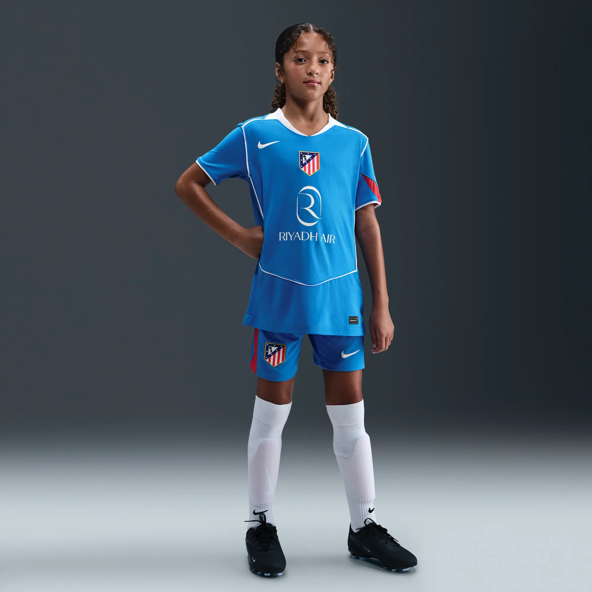 Atlético Madrid 2025/26 Stadium Third Older Kids' Nike Dri-FIT Total 90 Football Replica Shirt - Blue - Polyester