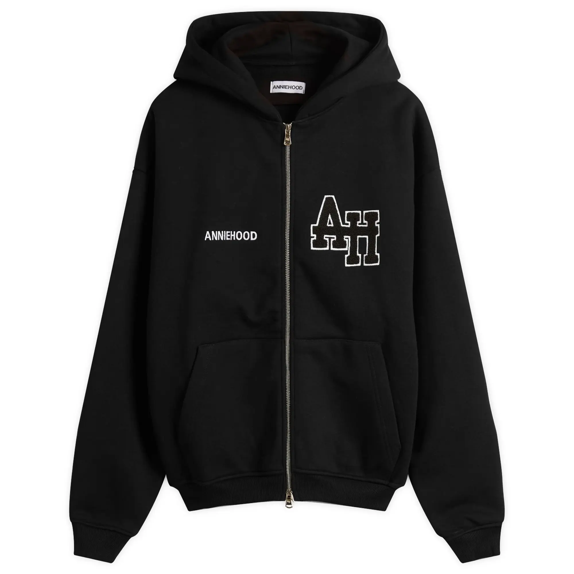 ANNIE HOOD Men's College Zip Hoodie Black/Black