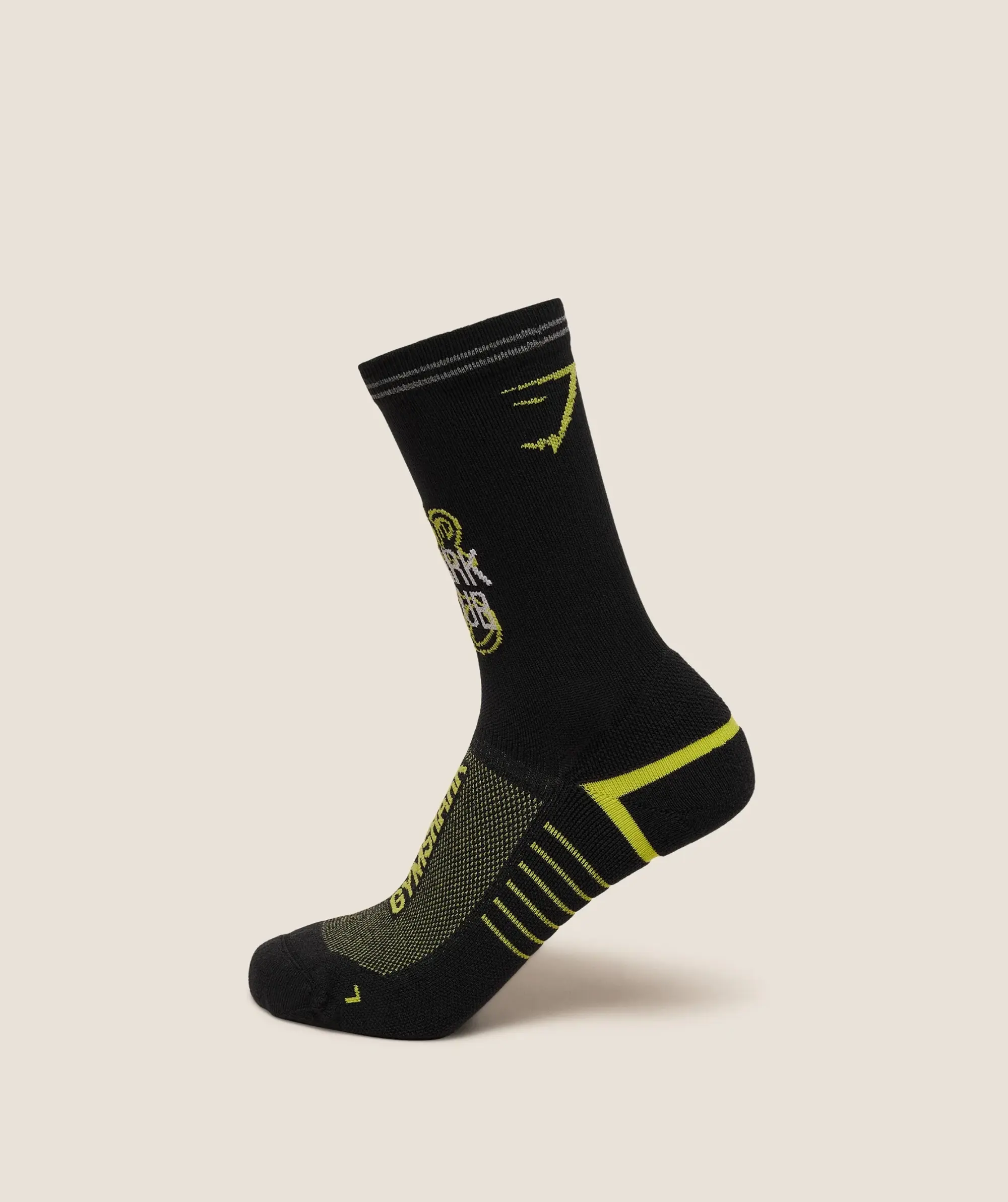  Graphic Single Pack Crew Running Sock - Black