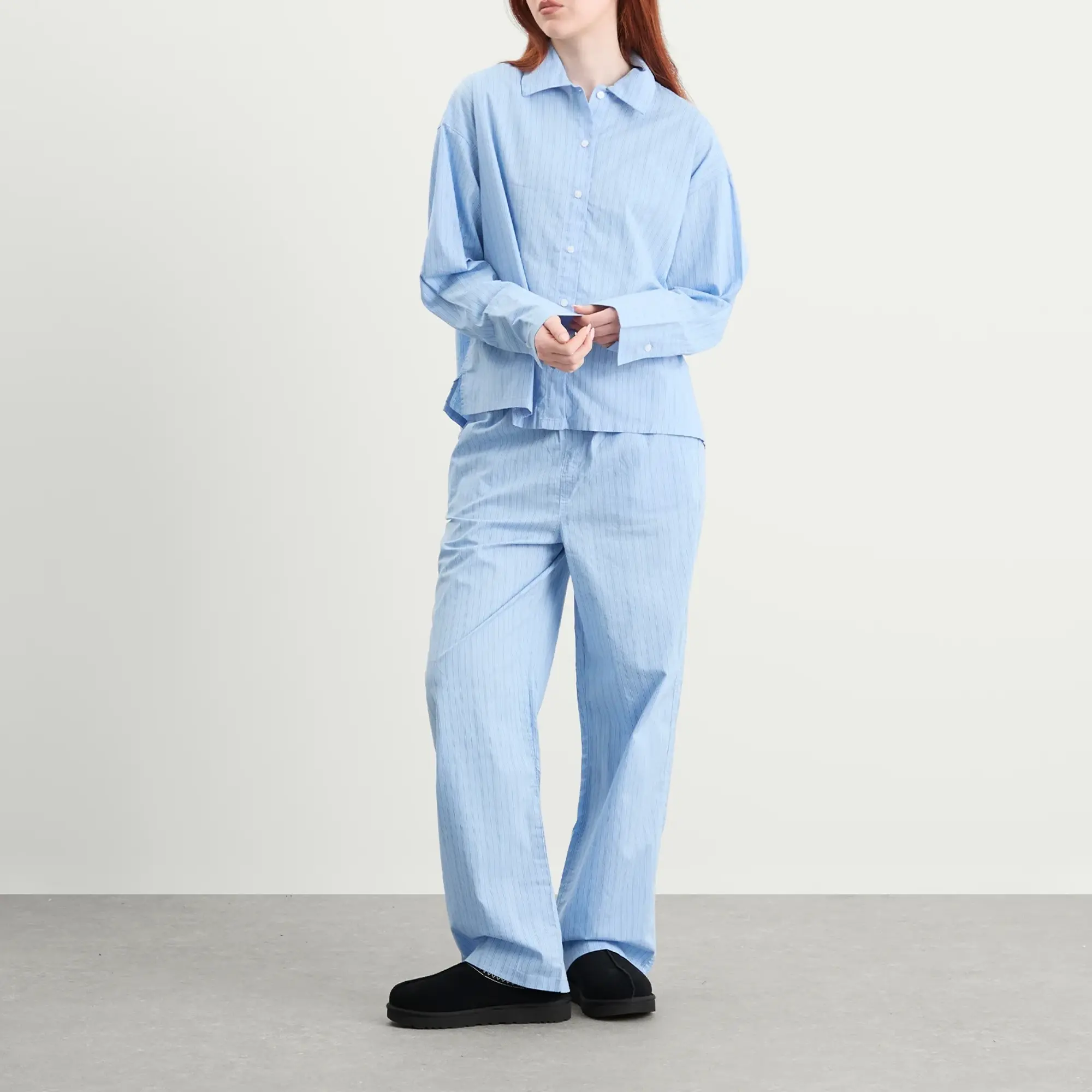 Calvin Klein Women's Cotton Poplin Sleep Pant Trail Stripe Frozen Fjord