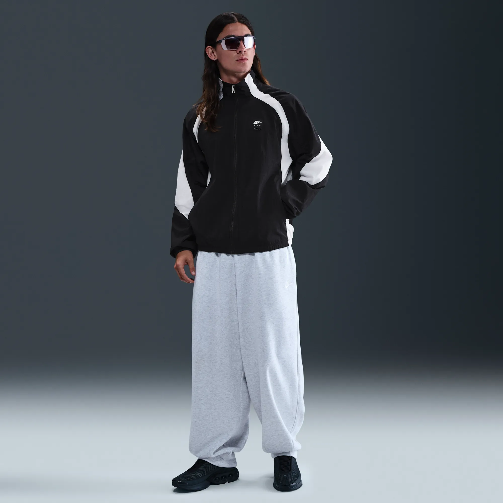 ジャケット・アウター PIPING NYLON TRACK SUIT BLACK x WHITE Nike Air Men's Woven Tracksuit Jacket - Black - Nylon | HV0880-010
