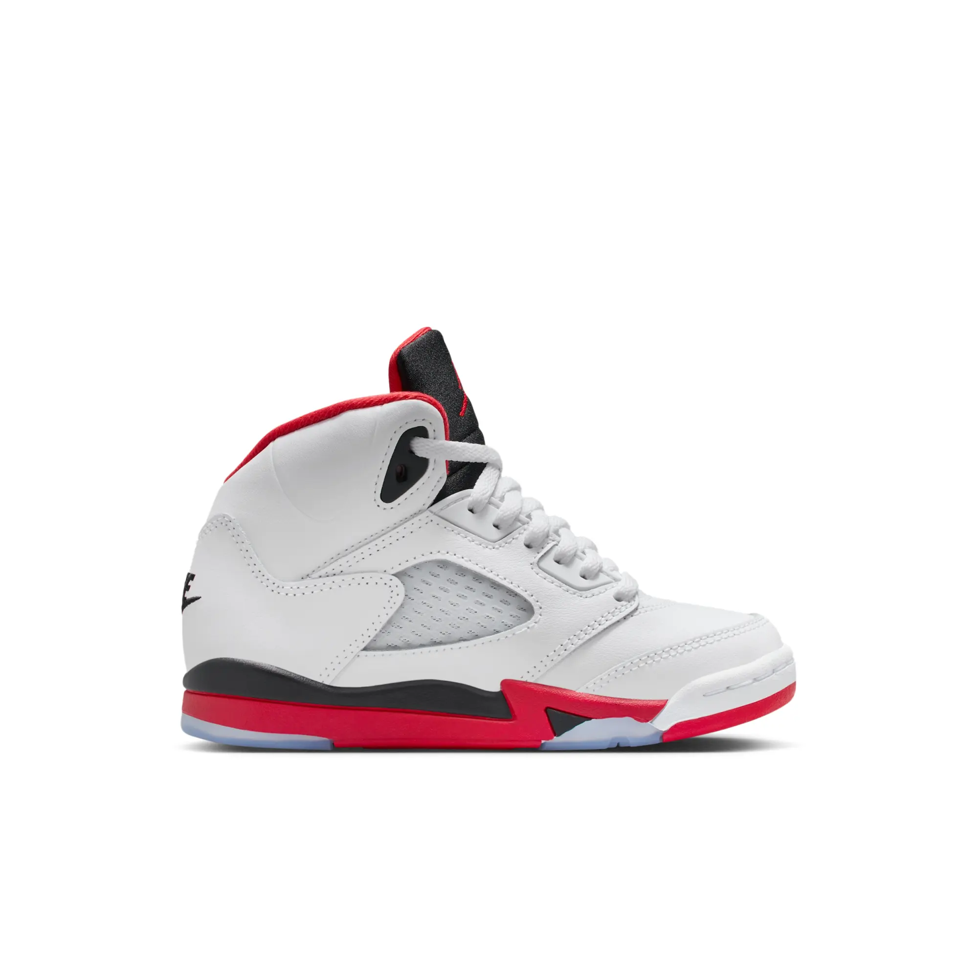 Nike Jordan 5 Retro Fire Red Black Tongue Little Kids' Shoes - White