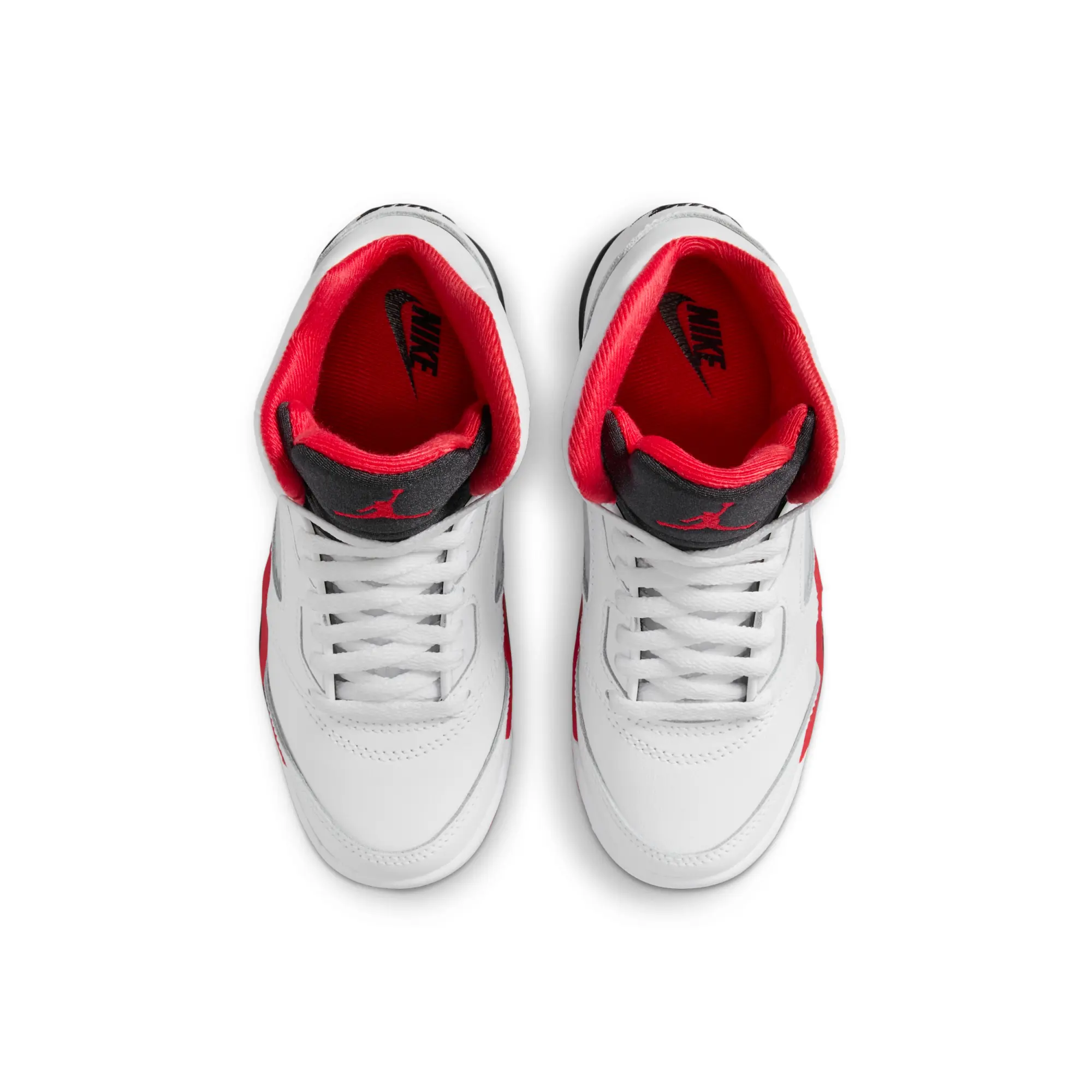 Nike Jordan 5 Retro Fire Red Black Tongue Little Kids' Shoes - White
